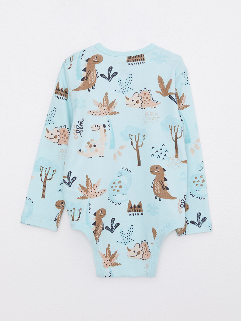 Ekru Bisiklet Yaka Uzun Kollu Baskılı Pamuklu Erkek Bebek Çıtçıtlı Body 2'li-4