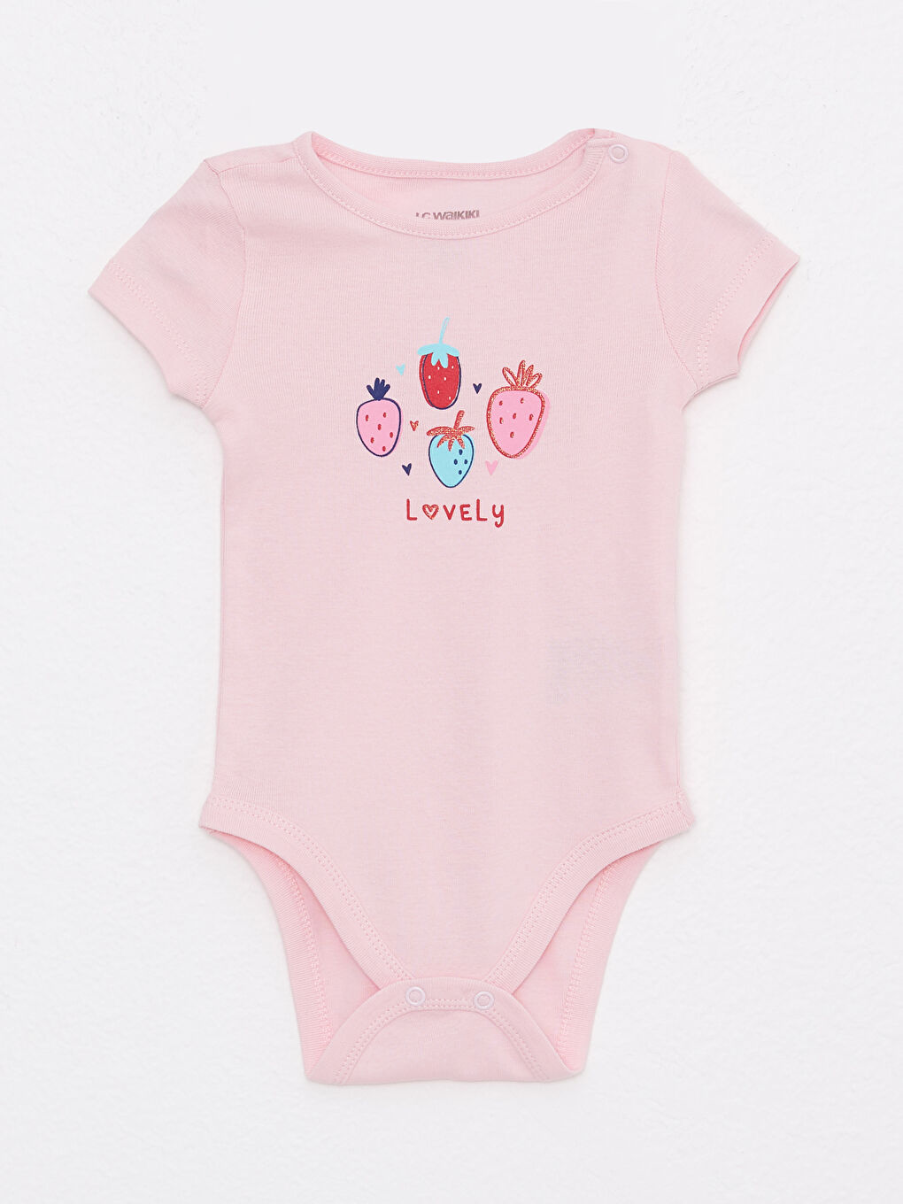 Crew Neck Short Sleeve Printed Cotton Baby Girl Snap Snap Body 2 Pack-1