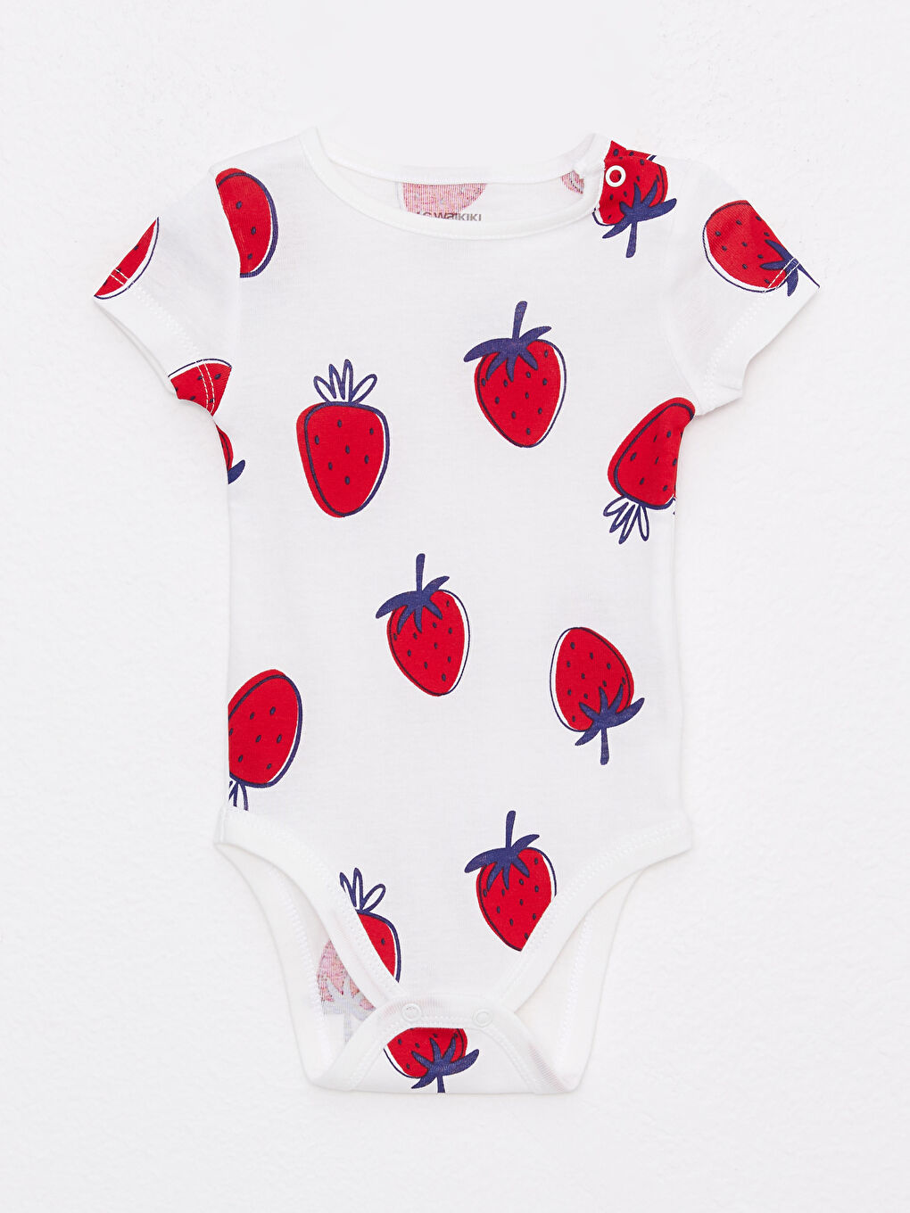 Crew Neck Short Sleeve Printed Cotton Baby Girl Snap Snap Body 2 Pack-2