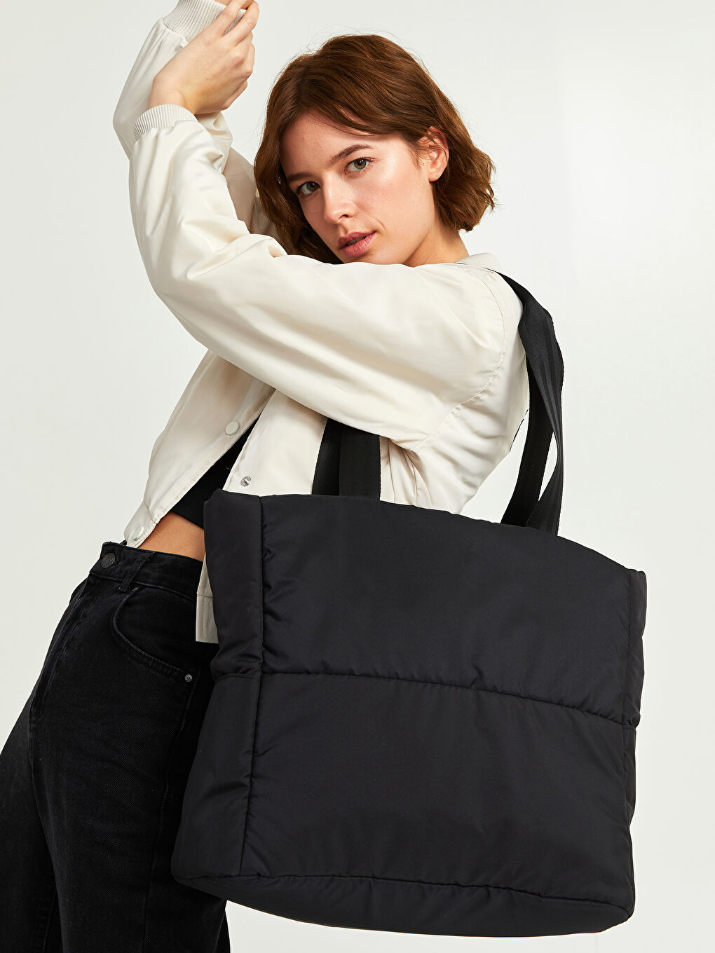 Siyah Paraşüt Kumaş Kadın Spor Çantası