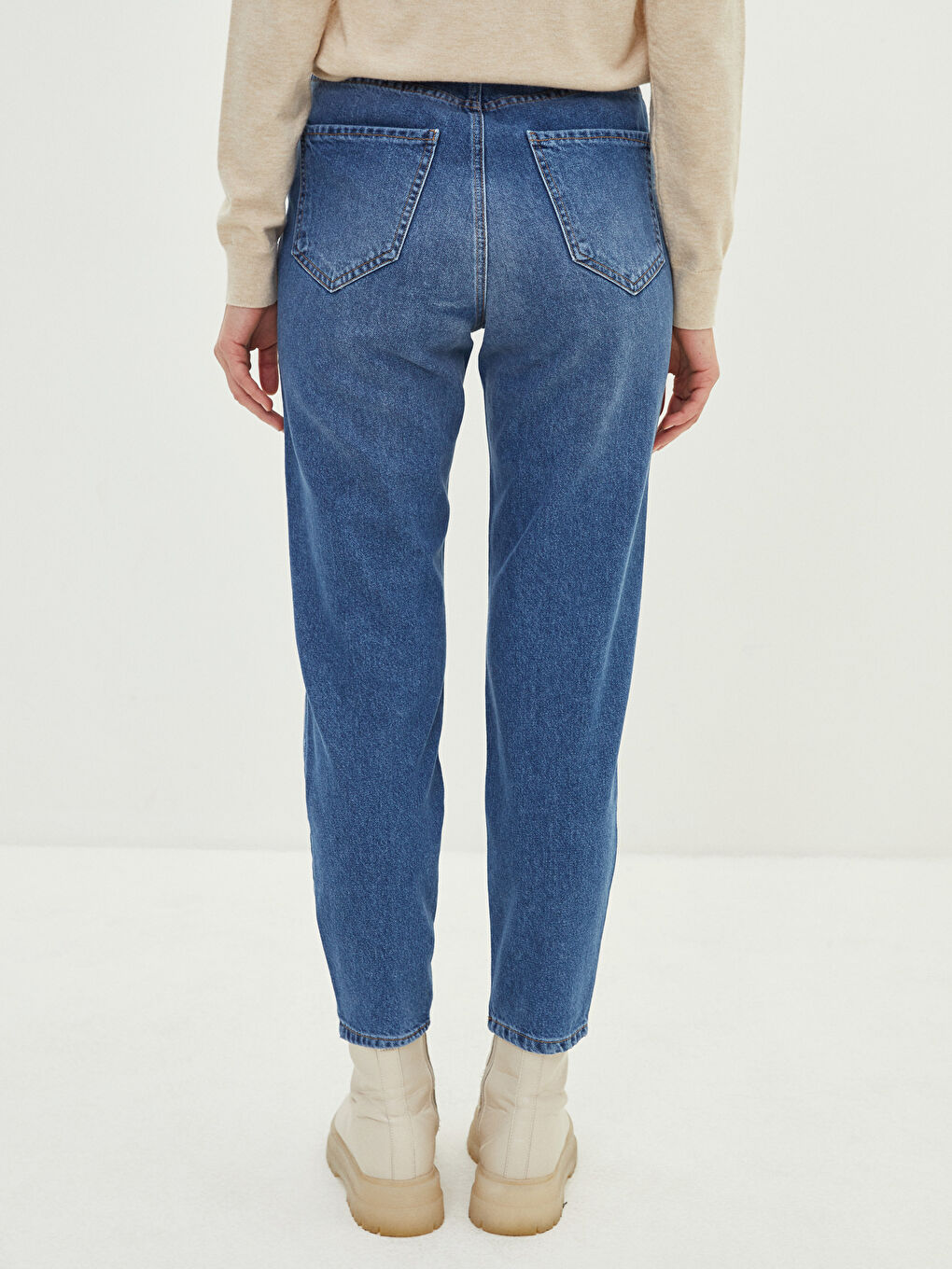 High Waist Mom Fit Pocket Detailed Women's Rodeo Denim Trousers-3