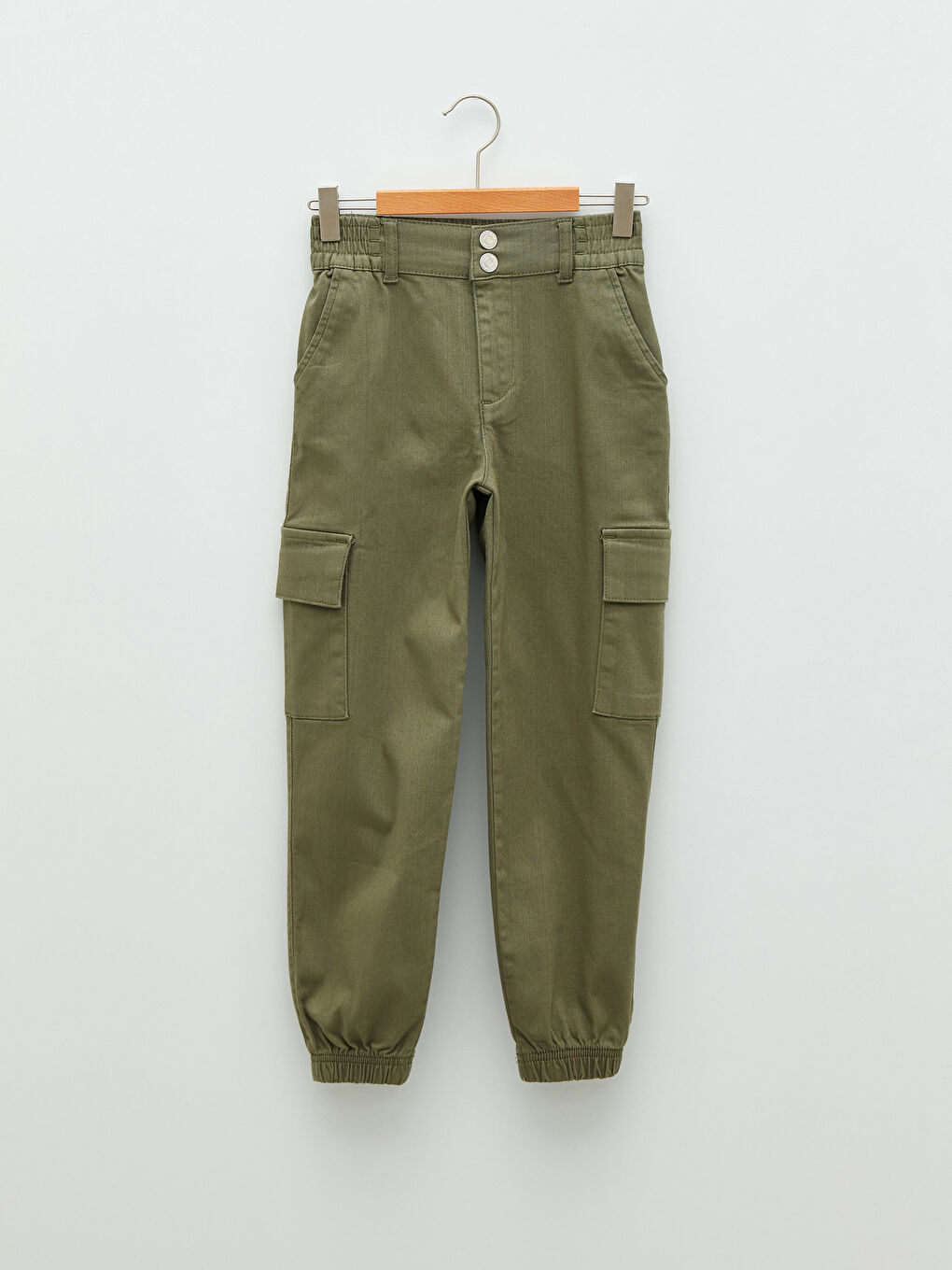 Elastic Waist Gabardine Girl Cargo Pants