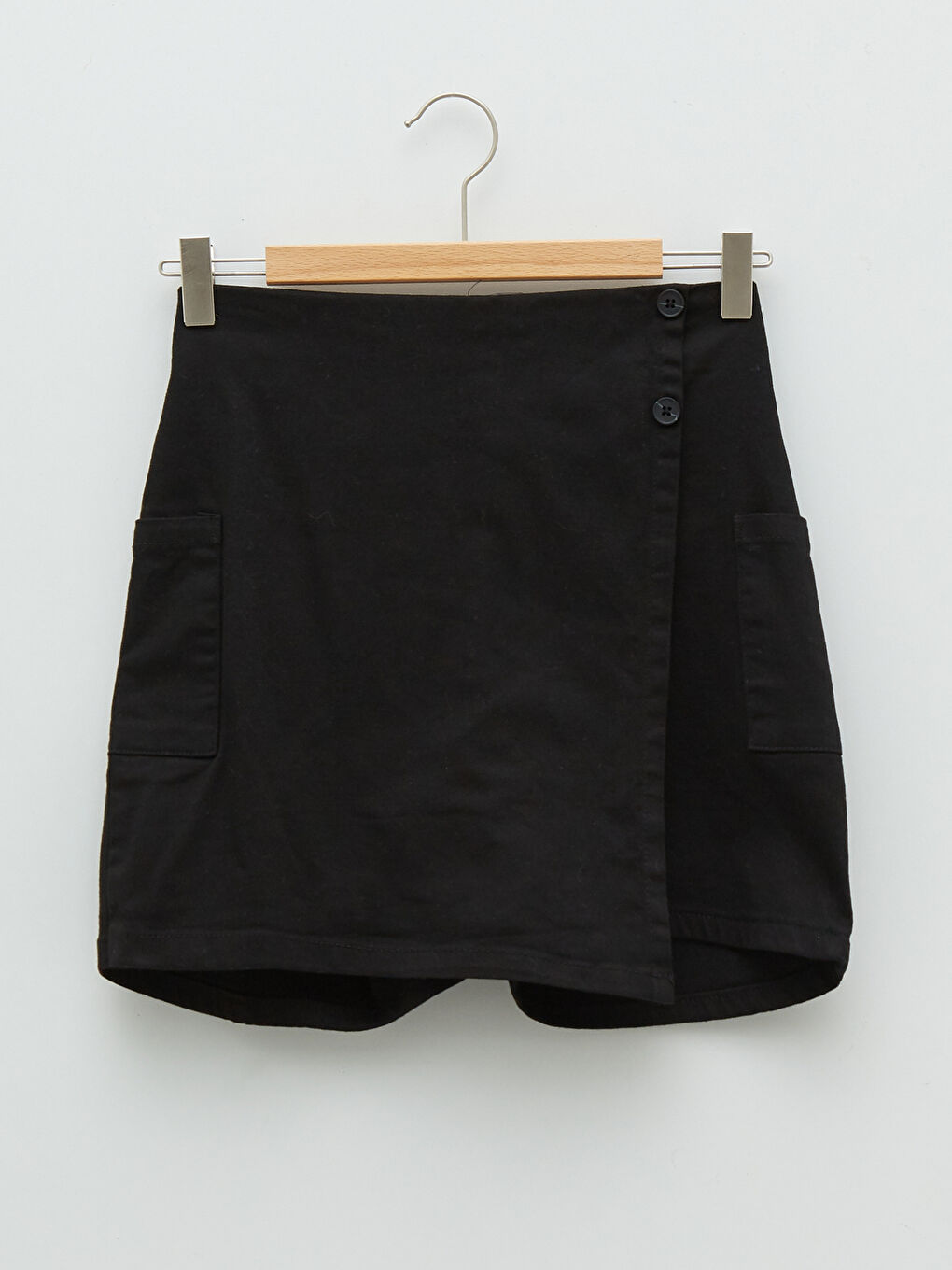 Siyah Beli Lastikli Basic Gabardin Kız Çocuk Şort Etek