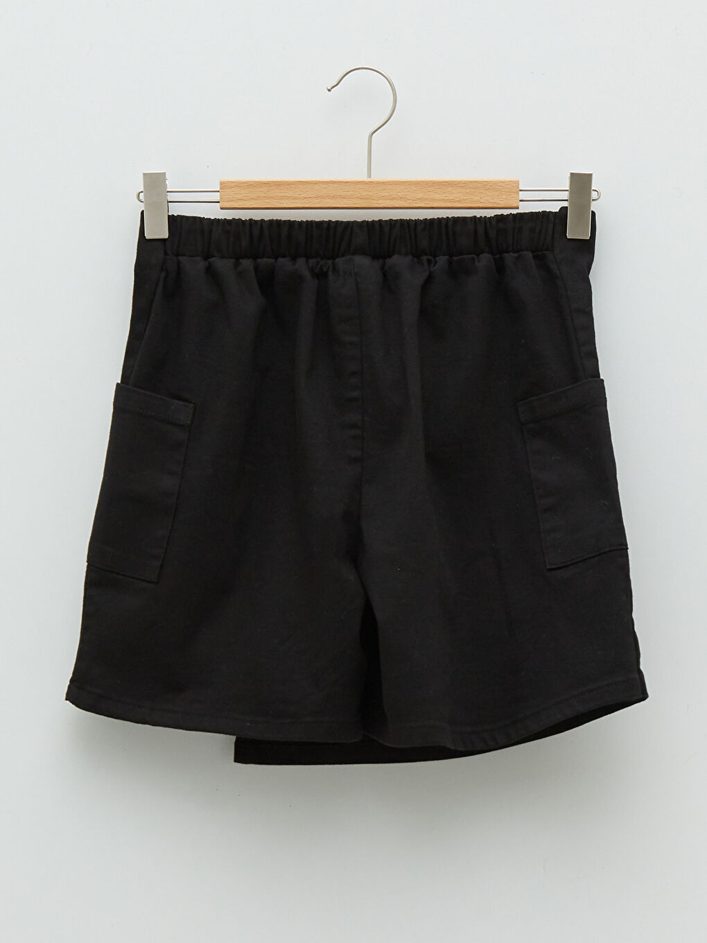 Siyah Beli Lastikli Basic Gabardin Kız Çocuk Şort Etek-1