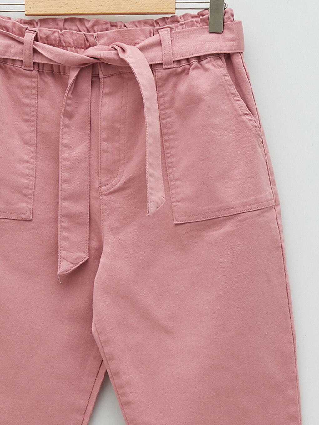 Elastic Waist Basic Gabardine Girl Trousers-2