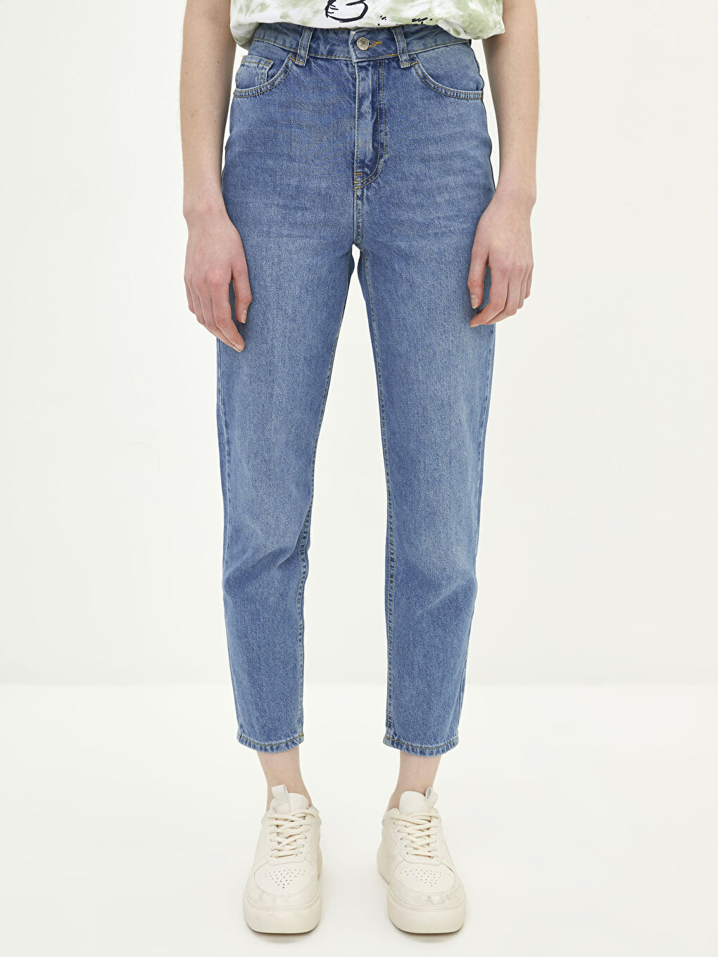 High Waist Mom Fit Pocket Detailed Women's Rodeo Denim Trousers-1