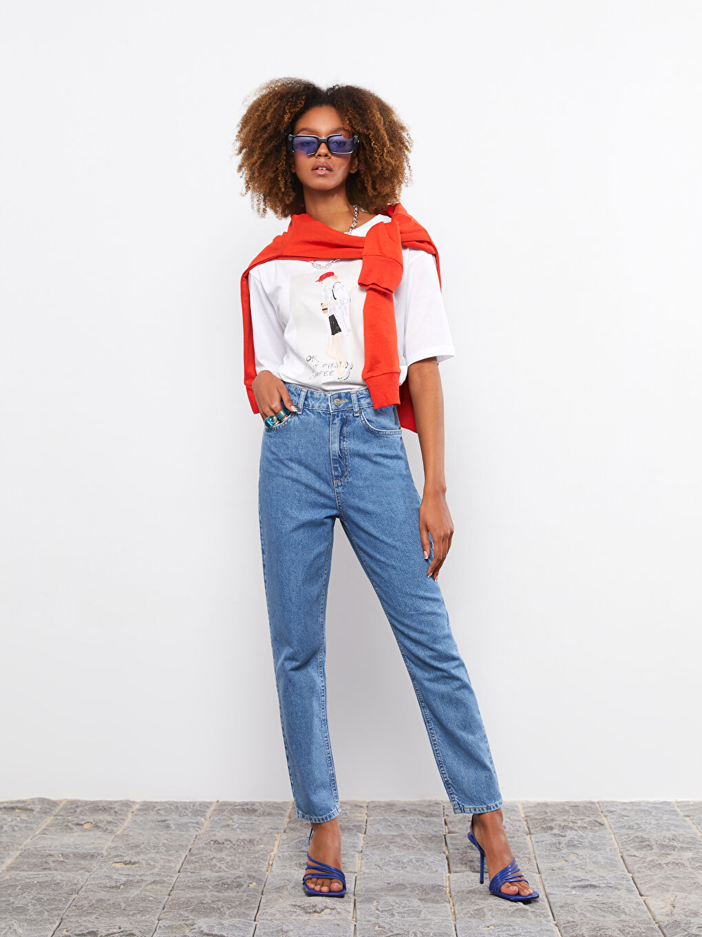 High Waist Mom Fit Pocket Detailed Women's Rodeo Denim Trousers