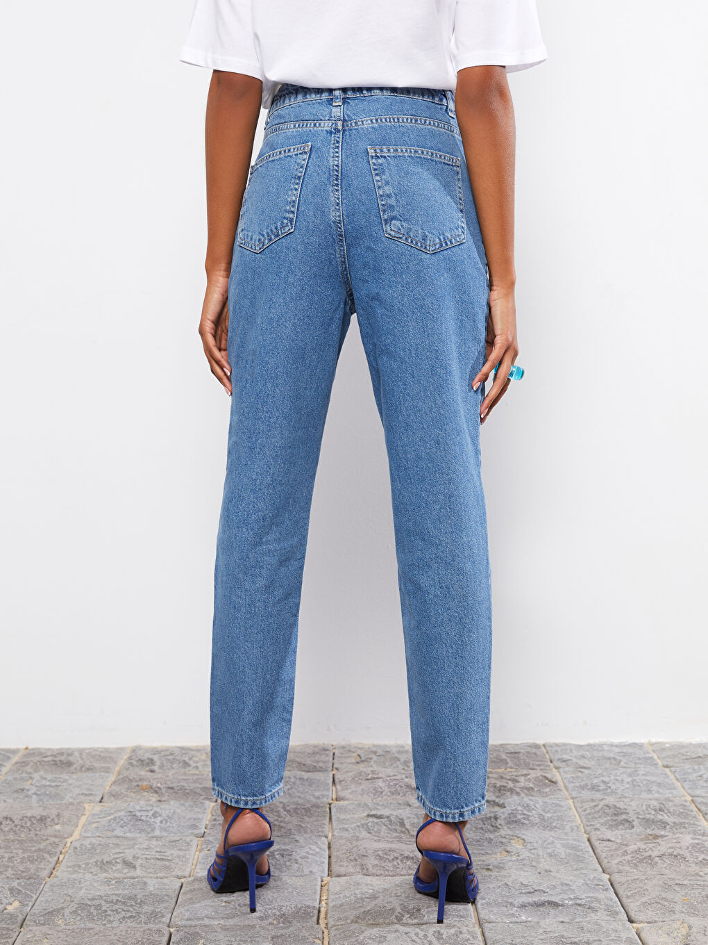 High Waist Mom Fit Pocket Detailed Women's Rodeo Denim Trousers-4