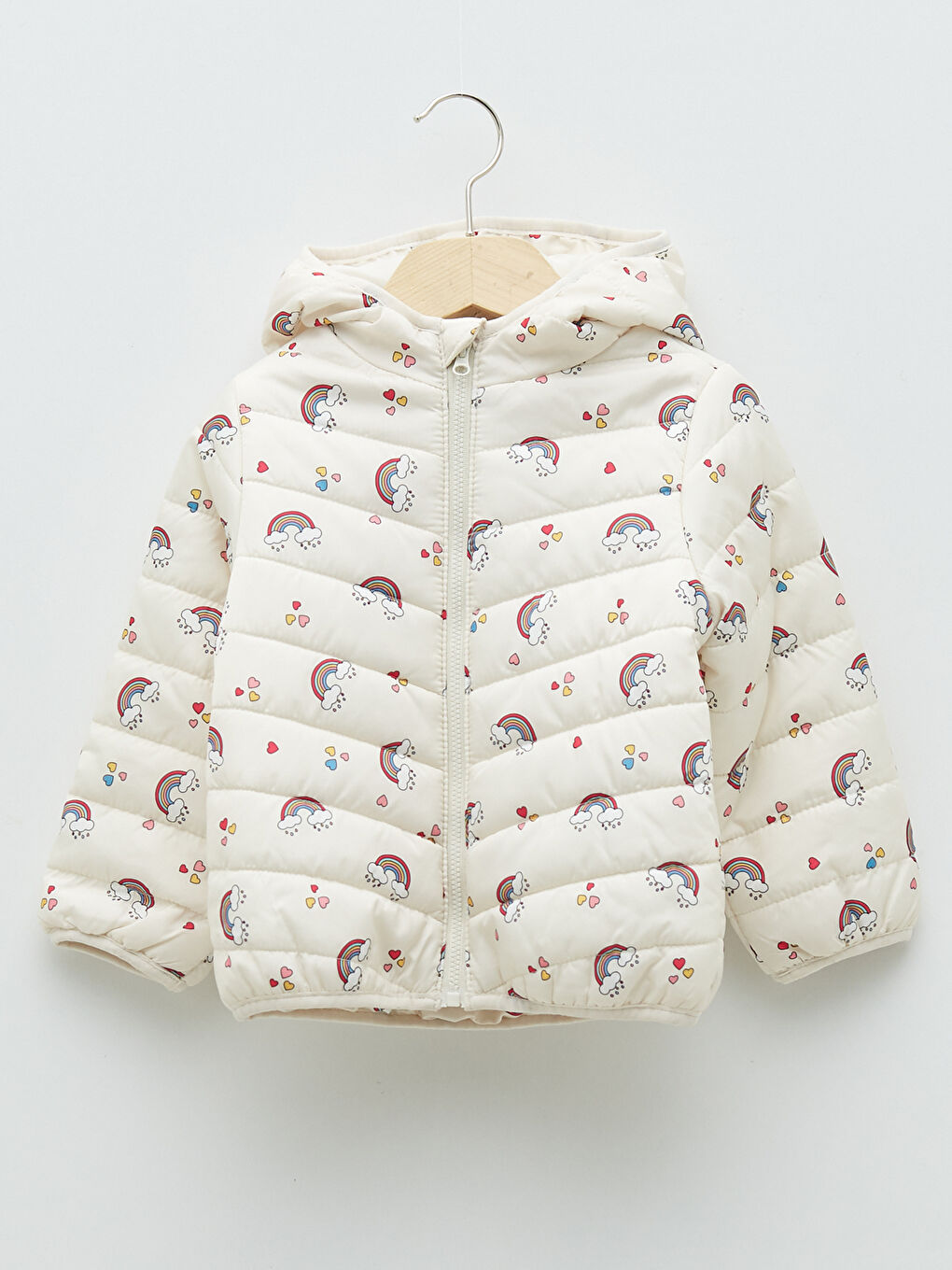 Hooded Long Sleeve Printed Baby Girl Inflatable Coat