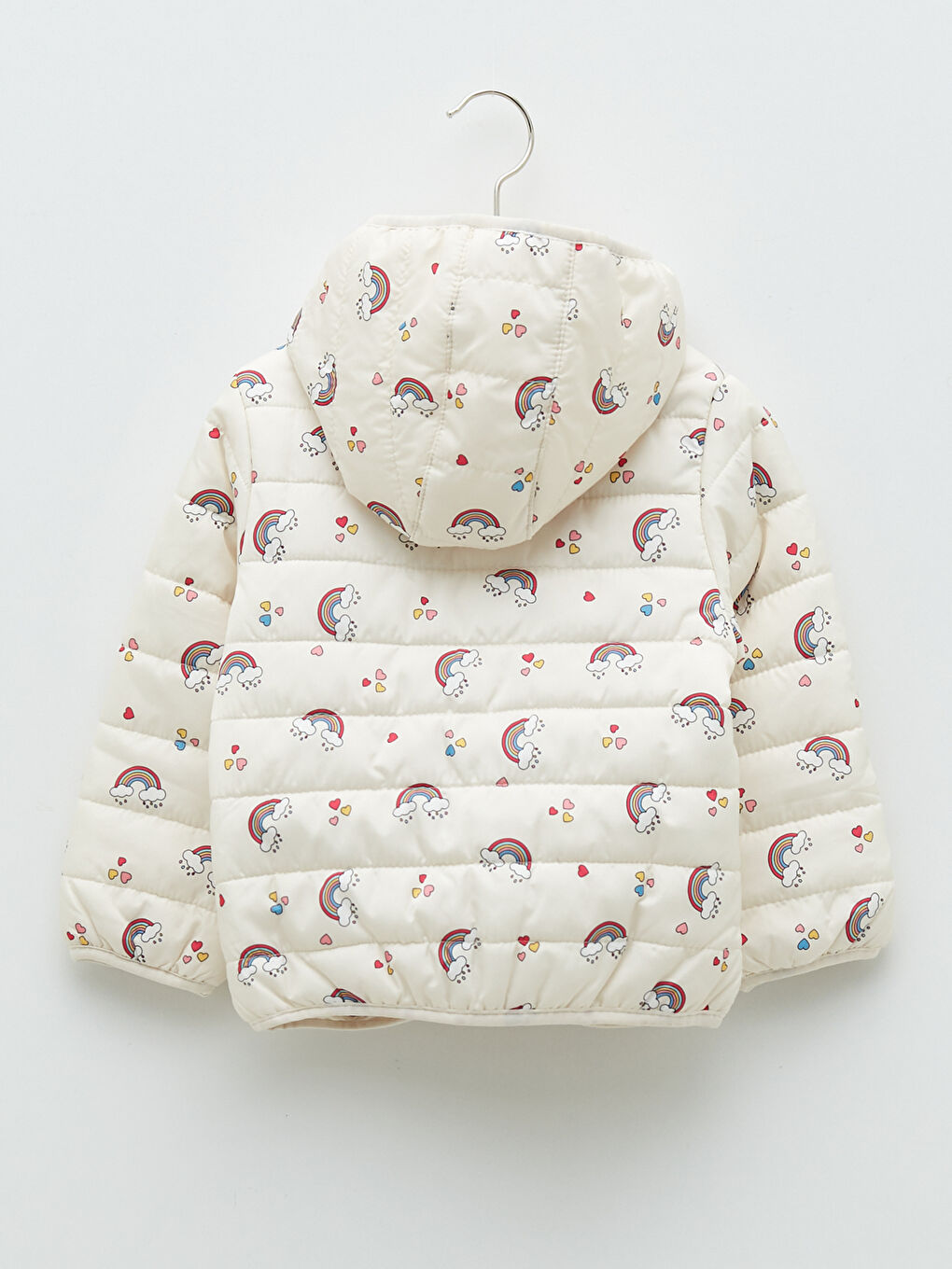 Hooded Long Sleeve Printed Baby Girl Inflatable Coat-1