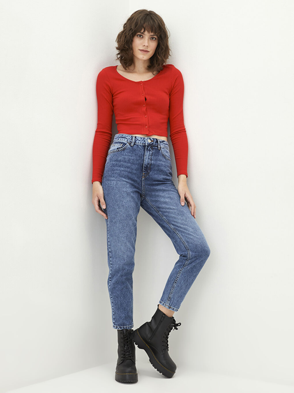 High Waist Mom Fit Pocket Detailed Rodeo Women's Jean Trousers