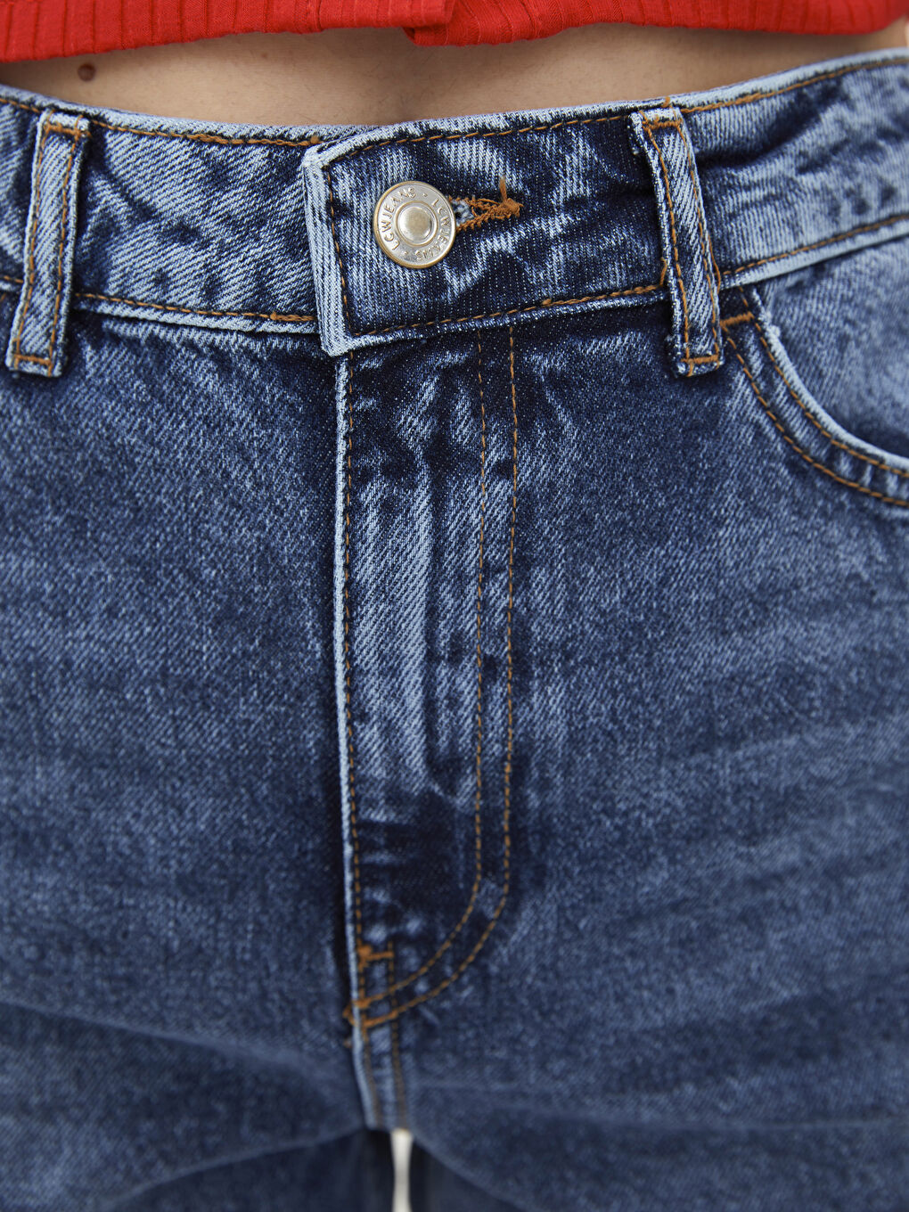 High Waist Mom Fit Pocket Detailed Rodeo Women's Jean Trousers-3