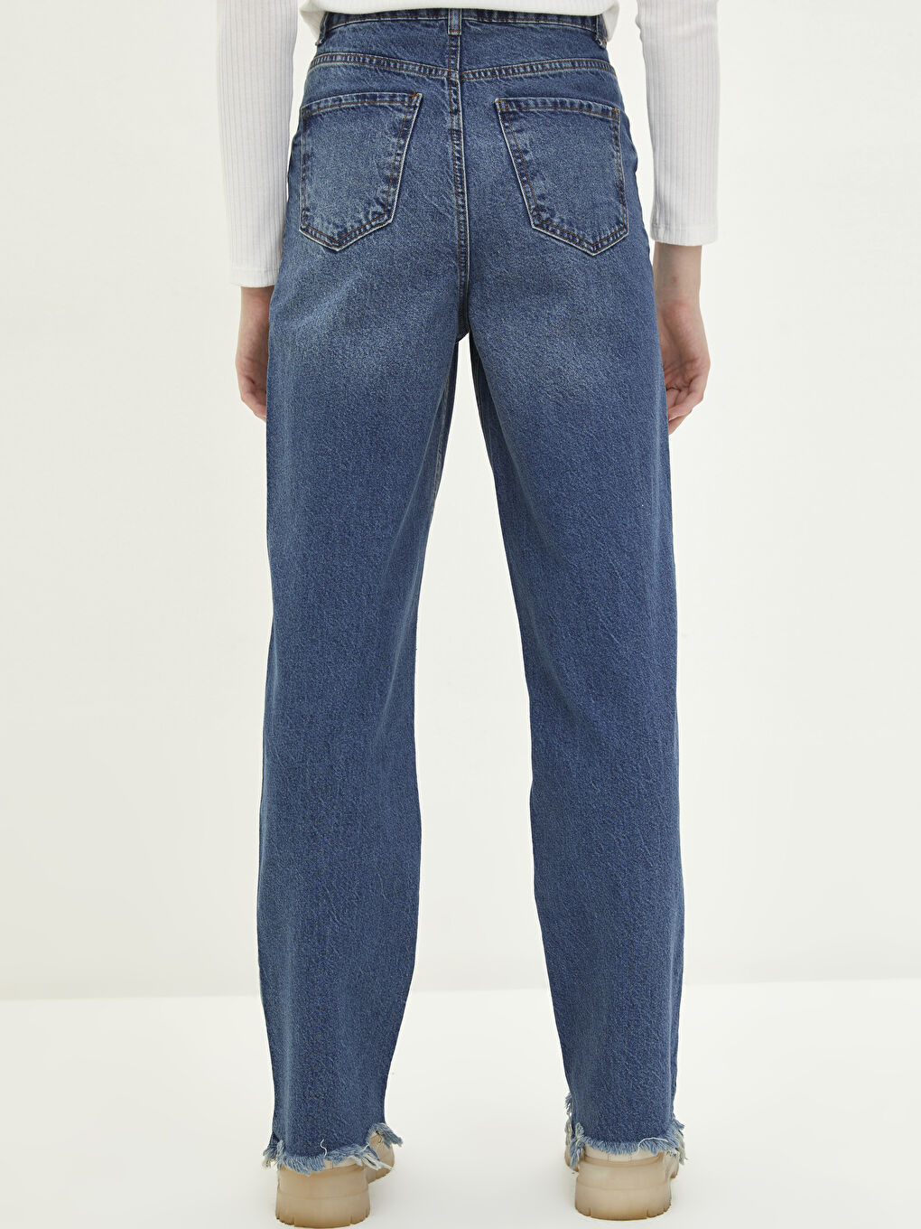 High Waist Straight Fit Pocket Detailed Rodeo Women's Jean Trousers-4