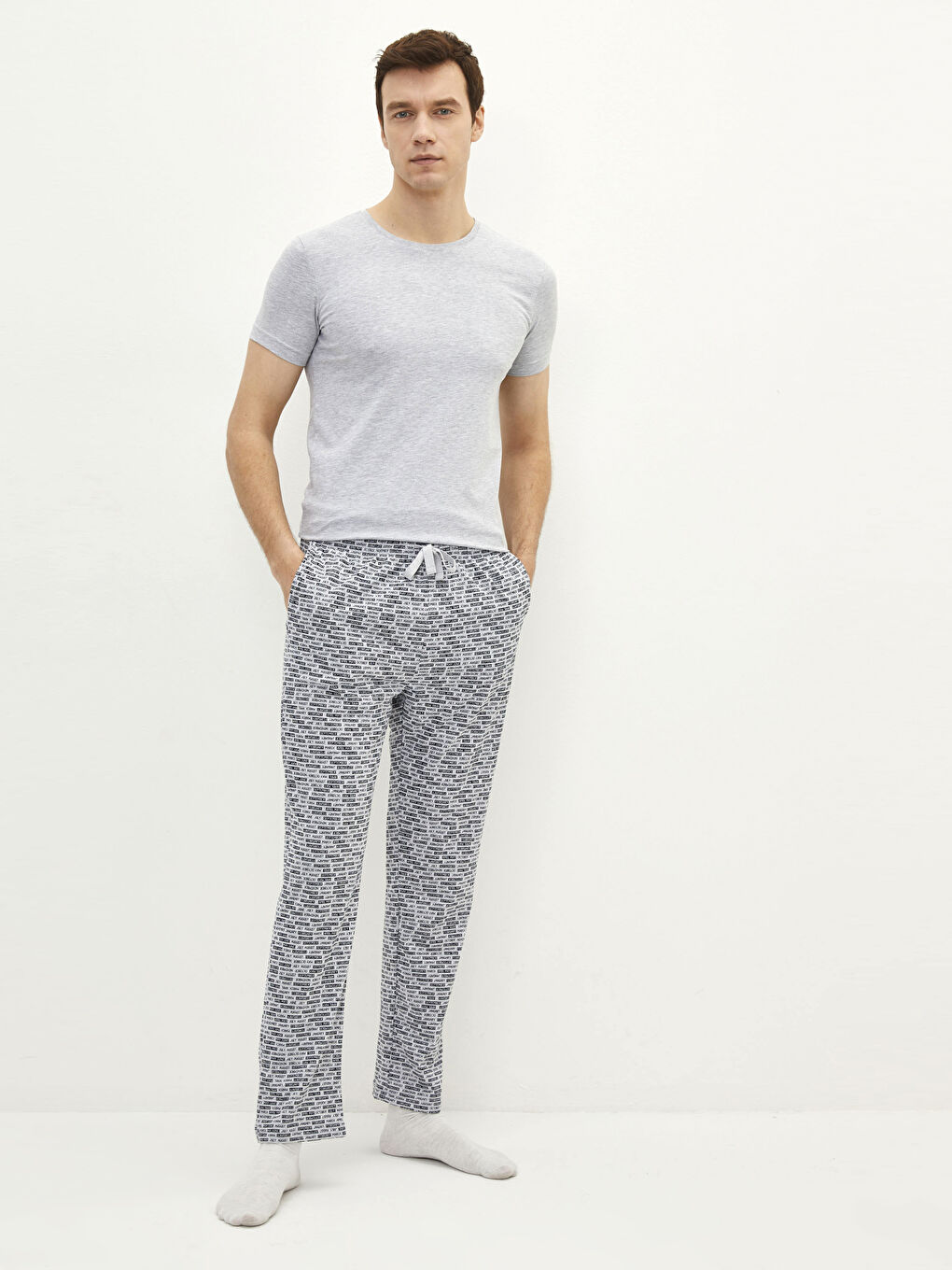 Gri Standart Kalıp Erkek Pijama Alt-1