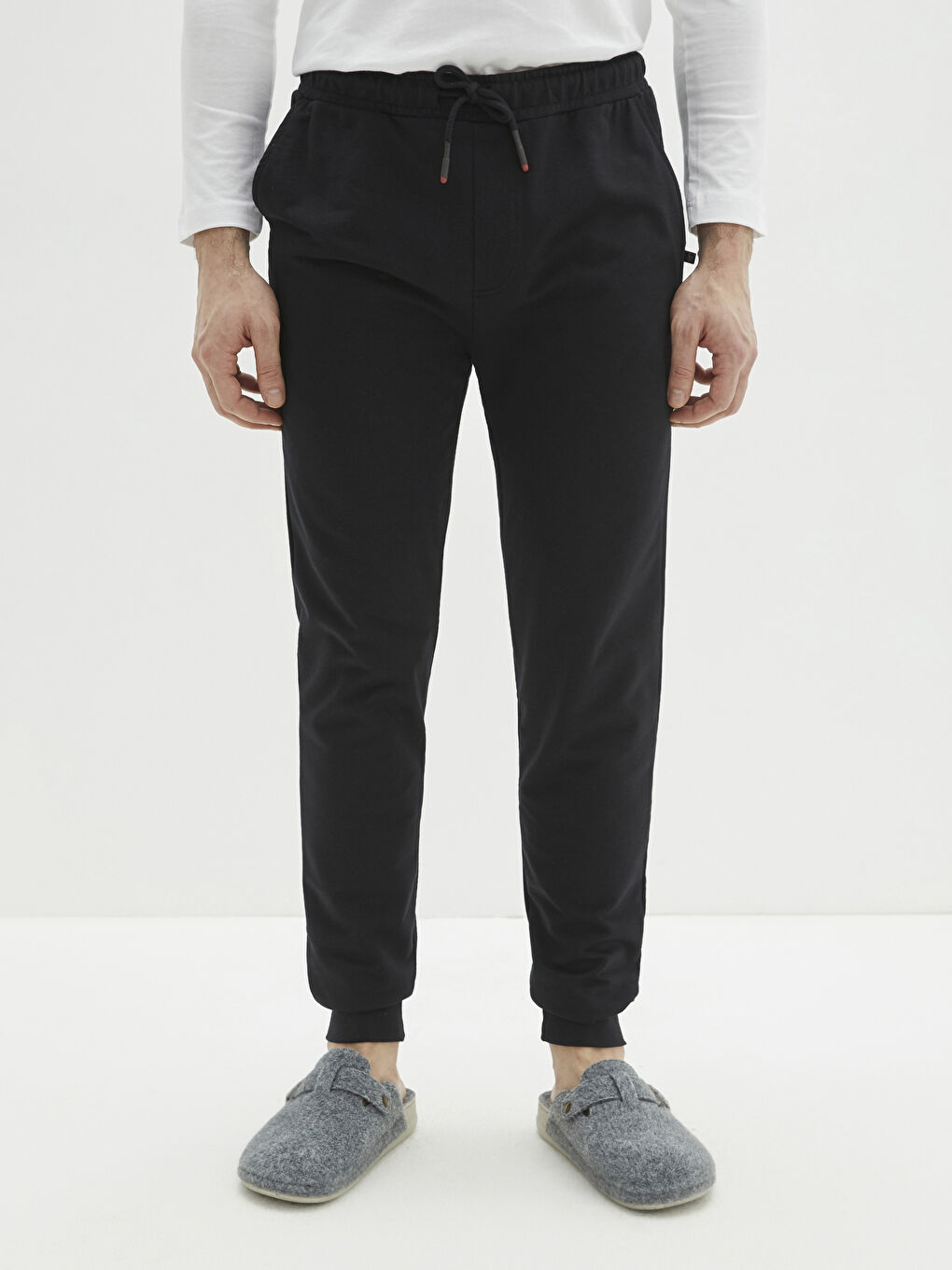 Siyah Standart Kalıp Erkek Pijama Alt-3