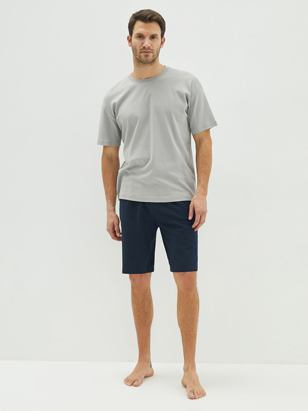 Lacivert Standart Kalıp Erkek Pijama Alt Şort-1