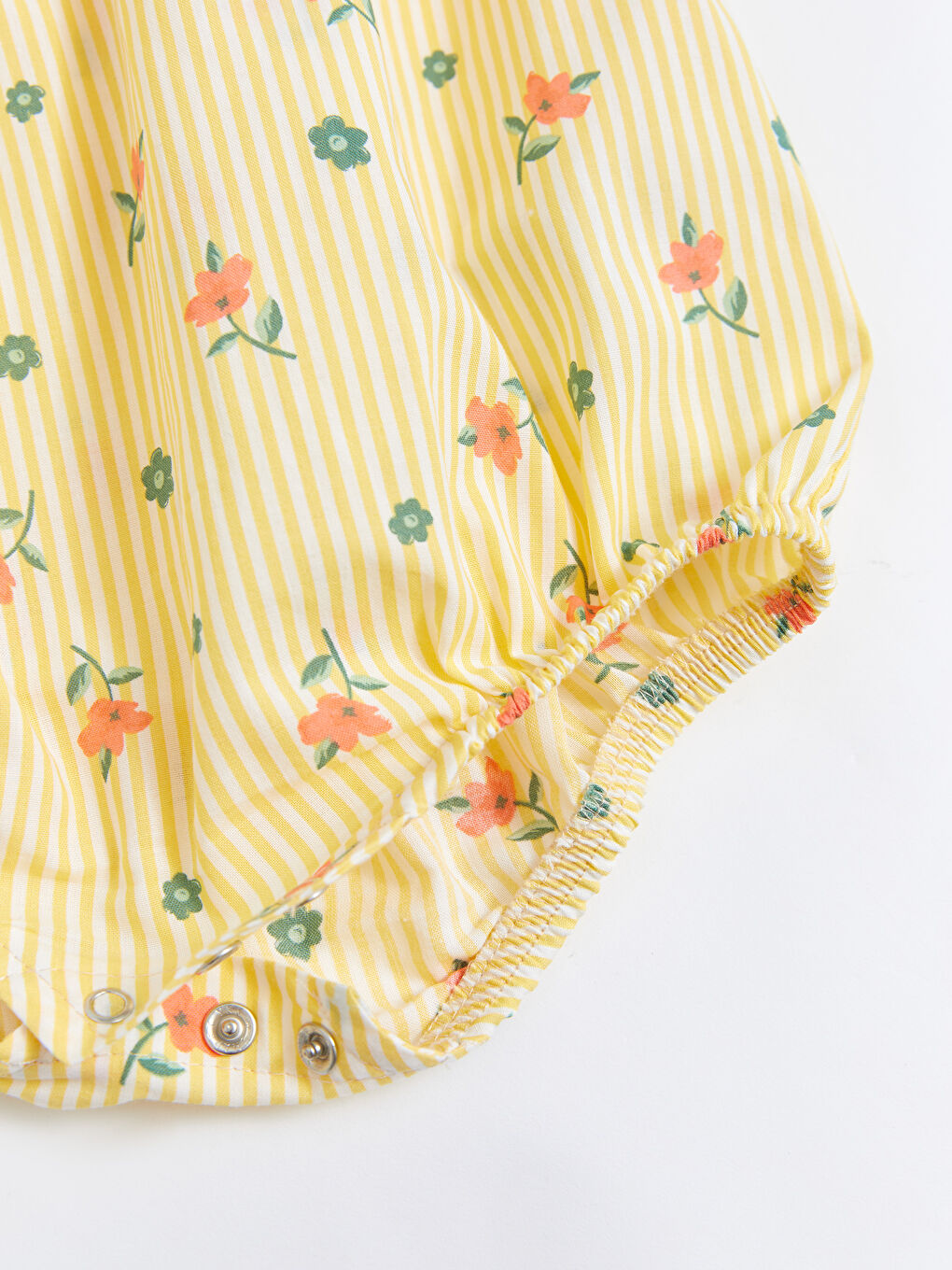 Sarı Bebe Yaka Baskılı Pamuklu Kız Bebek Çıtçıtlı Body-2