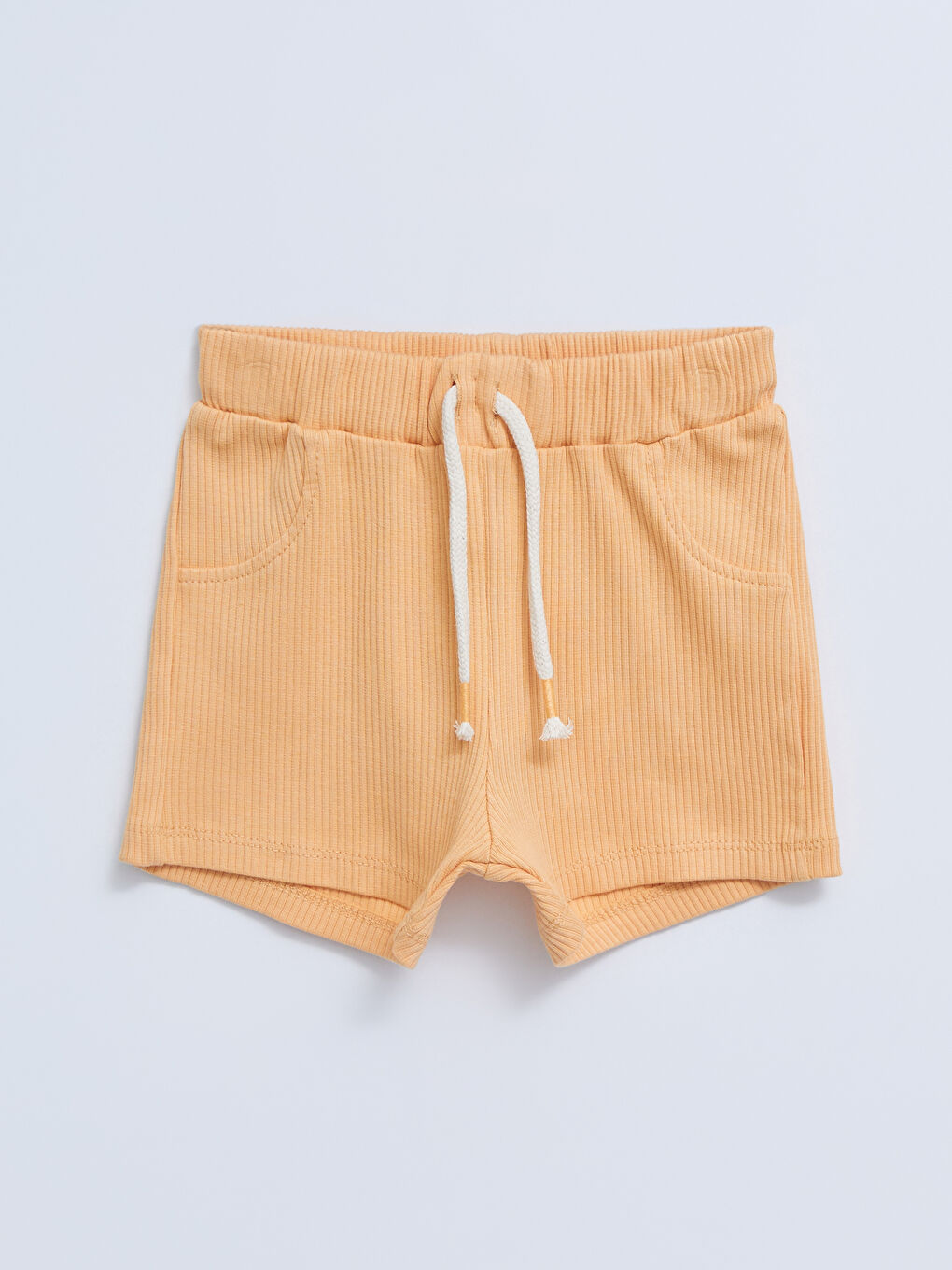 Turuncu Beli Lastikli Pamuklu Erkek Bebek Şort 2'li-2