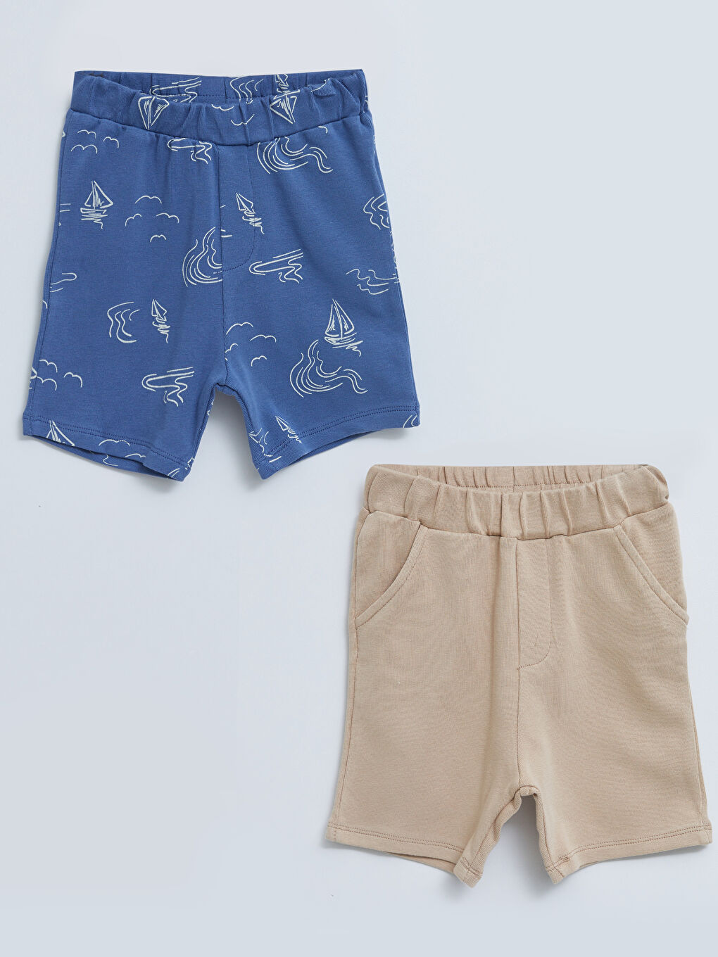 Elastischer Bund Baumwolle Baby Jungen Shorts 2er-Pack