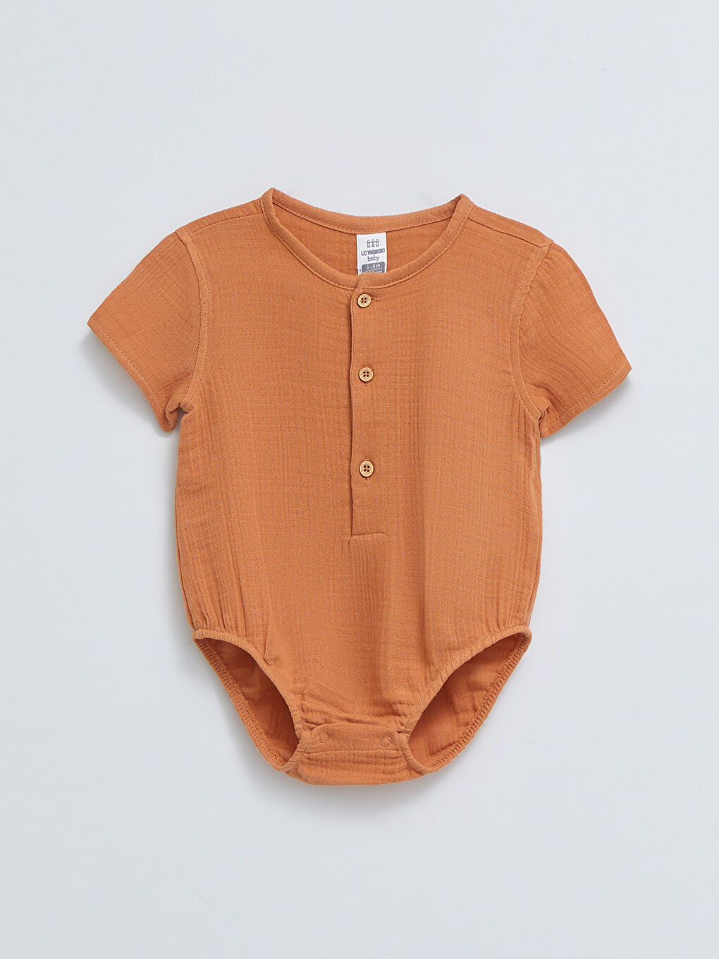 Crew Neck Short Sleeve Basic Baby Boy Snap Button Bodysuit -S23344Z1-GKQ