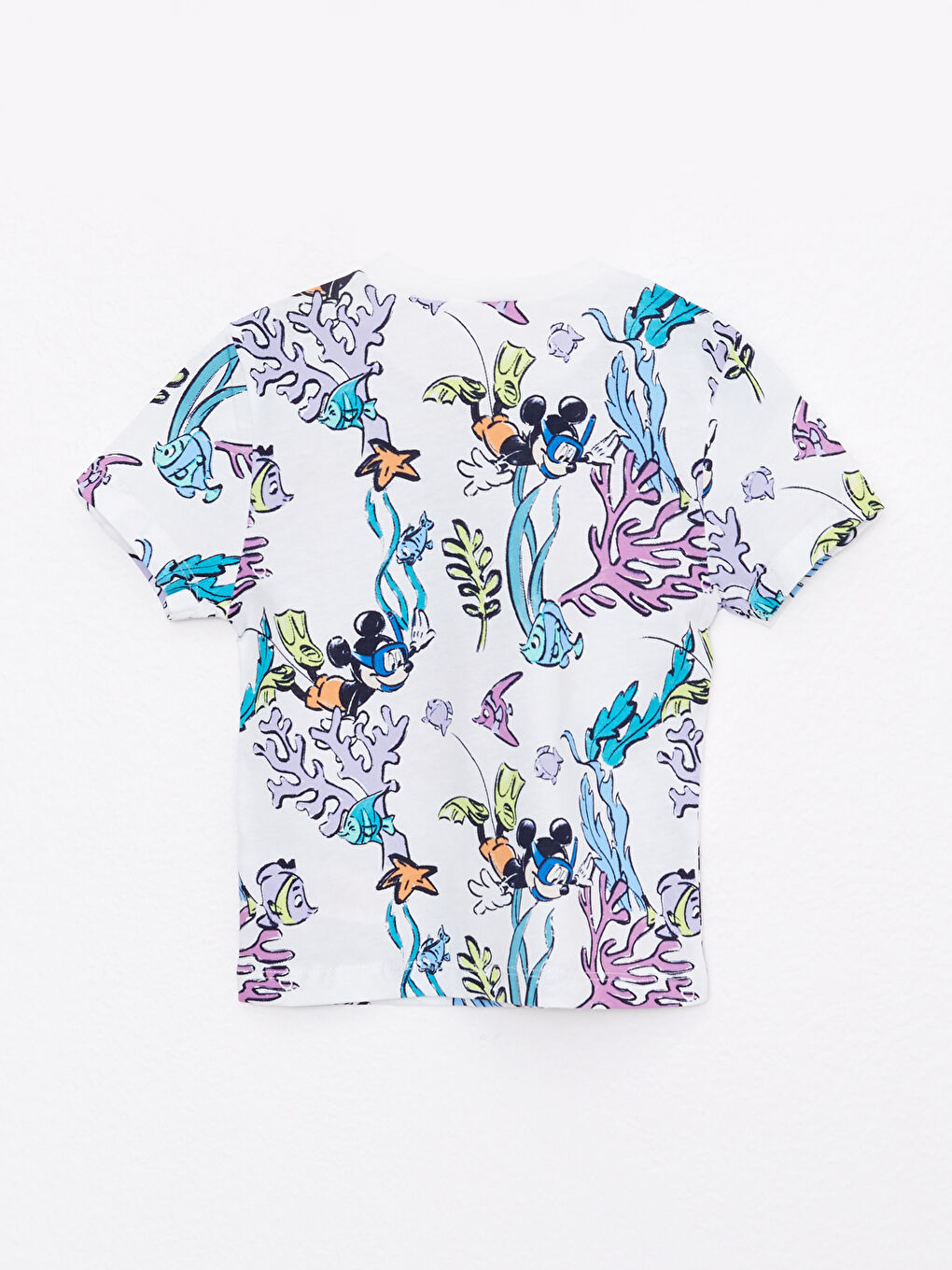 Ekru Bisiklet Yaka Kısa Kollu Mickey Mouse Baskılı Erkek Bebek Tişört ve Pantolon 2'li Takım-2