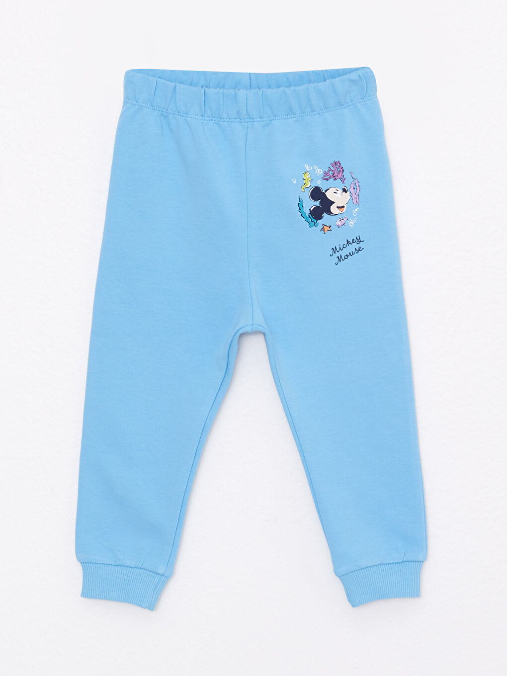 Ekru Bisiklet Yaka Kısa Kollu Mickey Mouse Baskılı Erkek Bebek Tişört ve Pantolon 2'li Takım-3