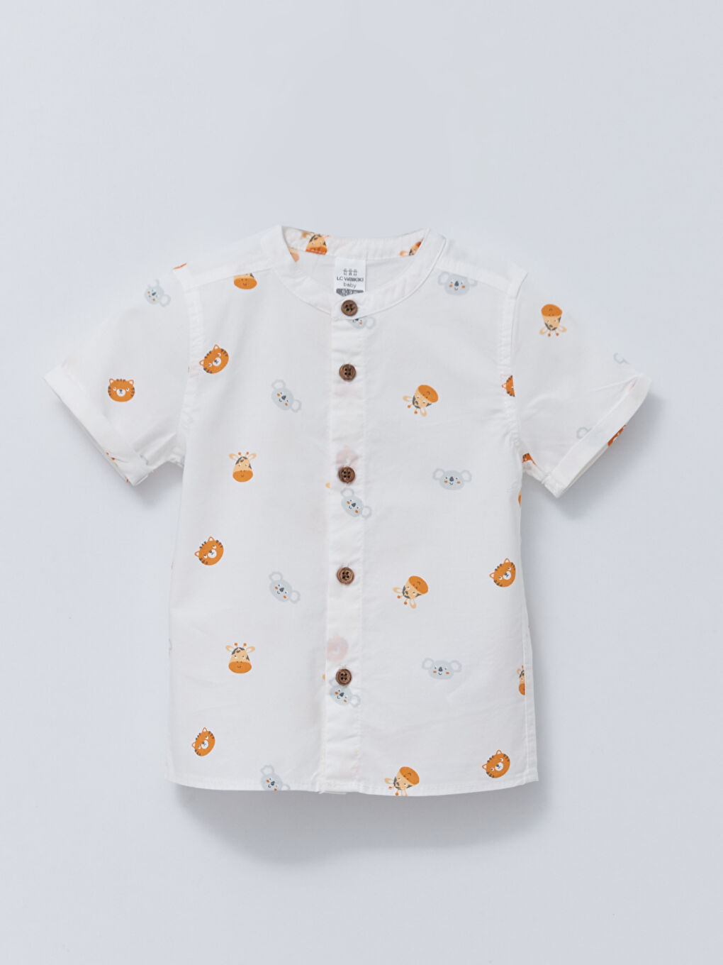 Collared Neck Short Sleeve Printed Baby Boys' Shirt and Shorts 2 Pack Set-4