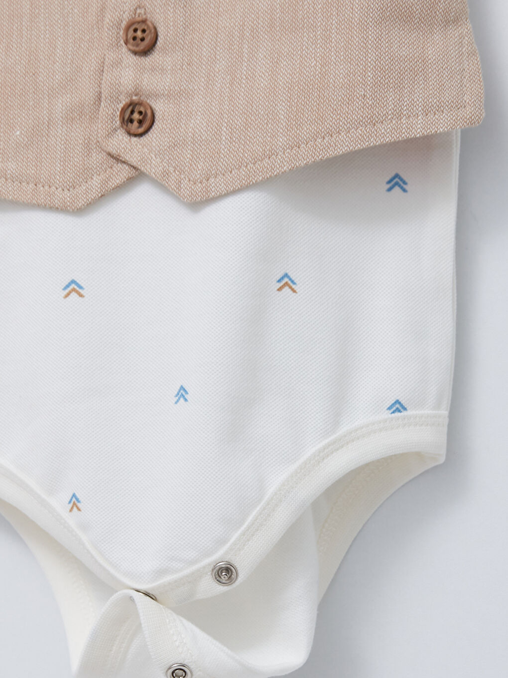 Polo Collar Short Sleeved Printed Cotton Baby Boy Snap Fastener Body and Shorts 2-Piece Set-5