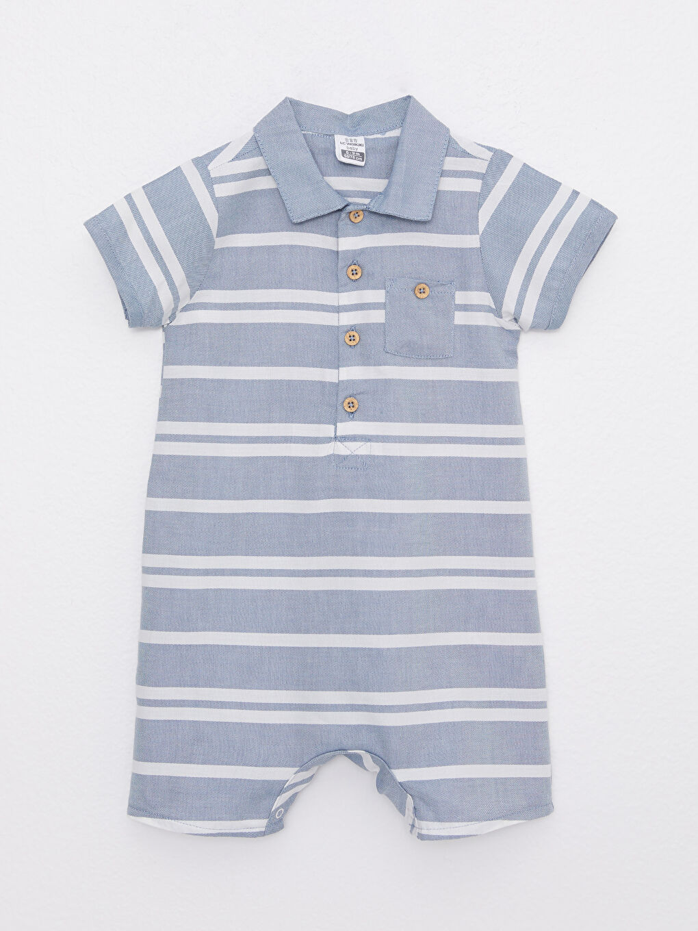 Combinaison Bébé Garçon Rayée en Coton à Col Roulé et Manches Courtes