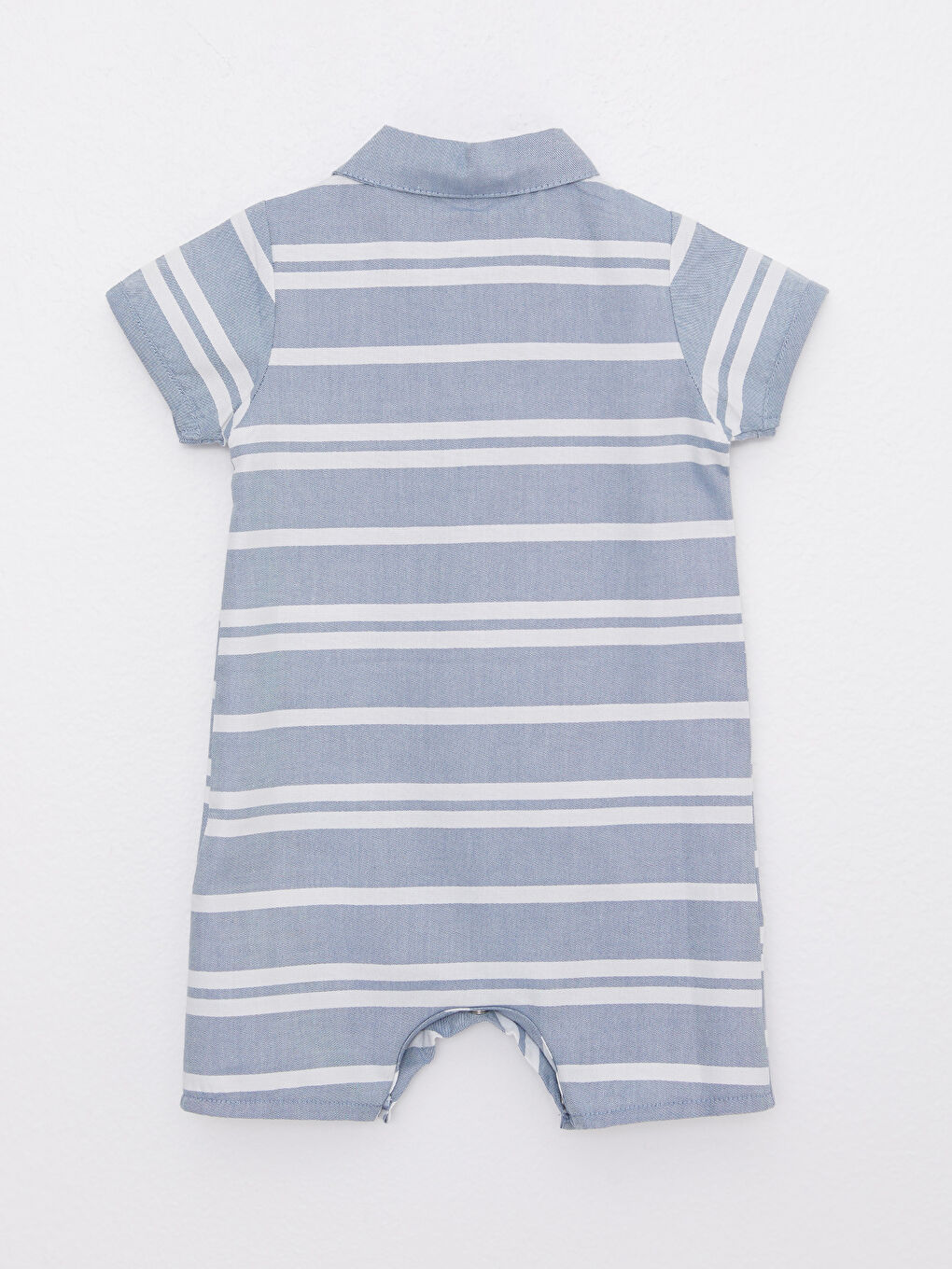 Combinaison Bébé Garçon Rayée en Coton à Col Roulé et Manches Courtes-1