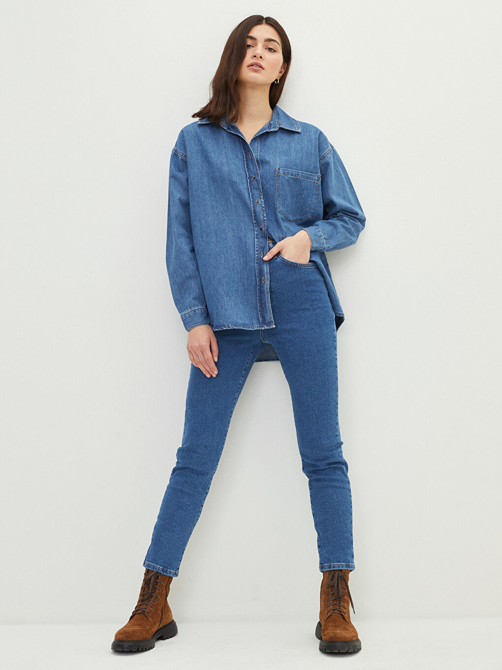 Blugi Dama Rodeo Croi Slim Cu Talie Înaltă și Detalii Buzunare