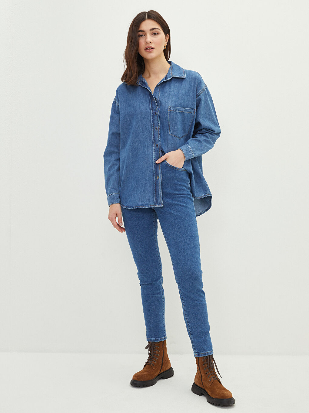 Blugi Dama Rodeo Croi Slim Cu Talie Înaltă și Detalii Buzunare-1