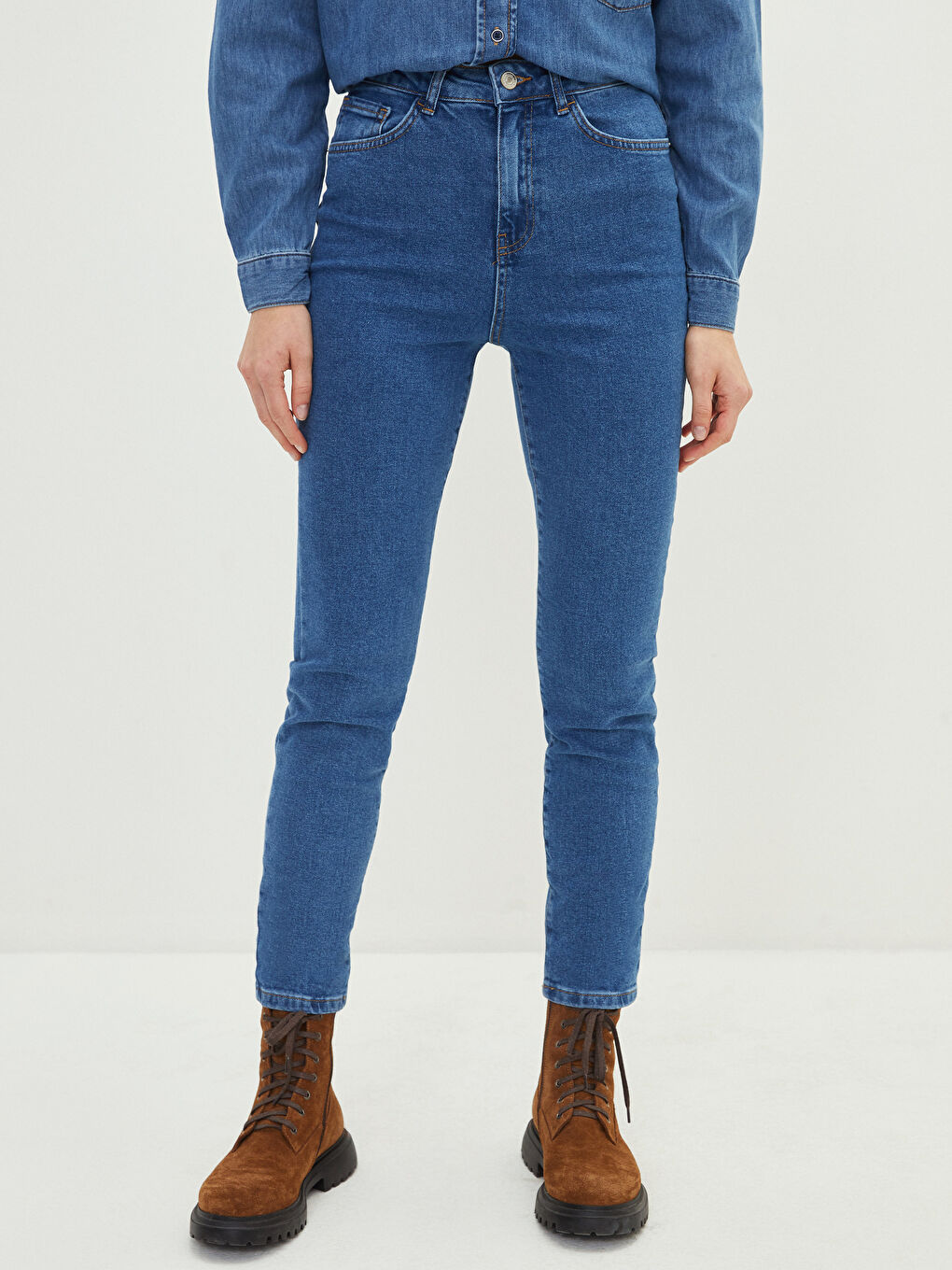 Blugi Dama Rodeo Croi Slim Cu Talie Înaltă și Detalii Buzunare-2