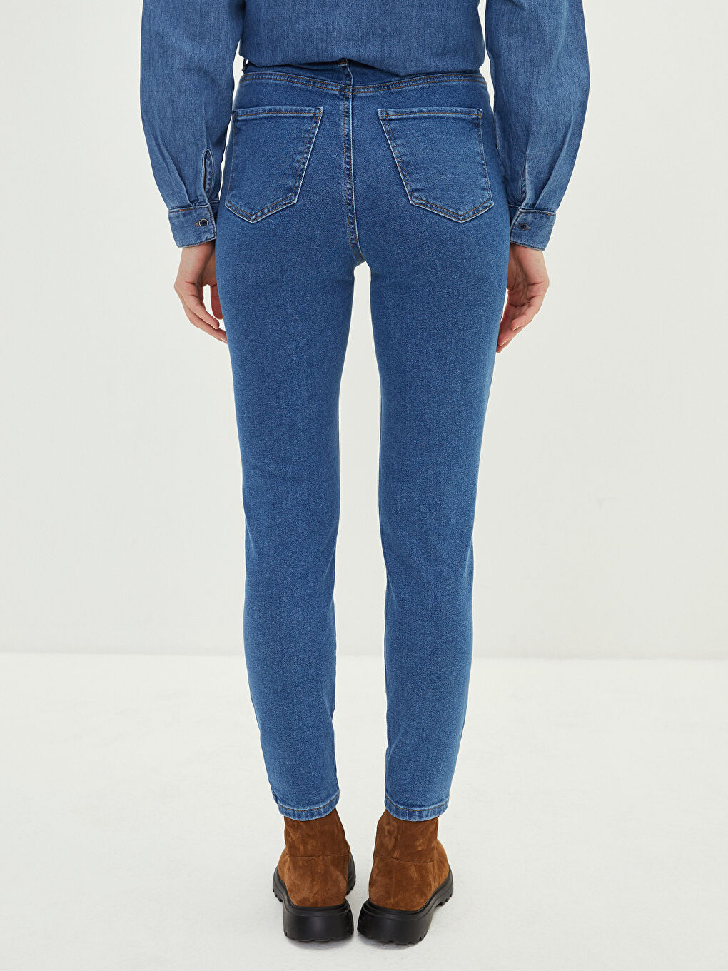 Blugi Dama Rodeo Croi Slim Cu Talie Înaltă și Detalii Buzunare-3