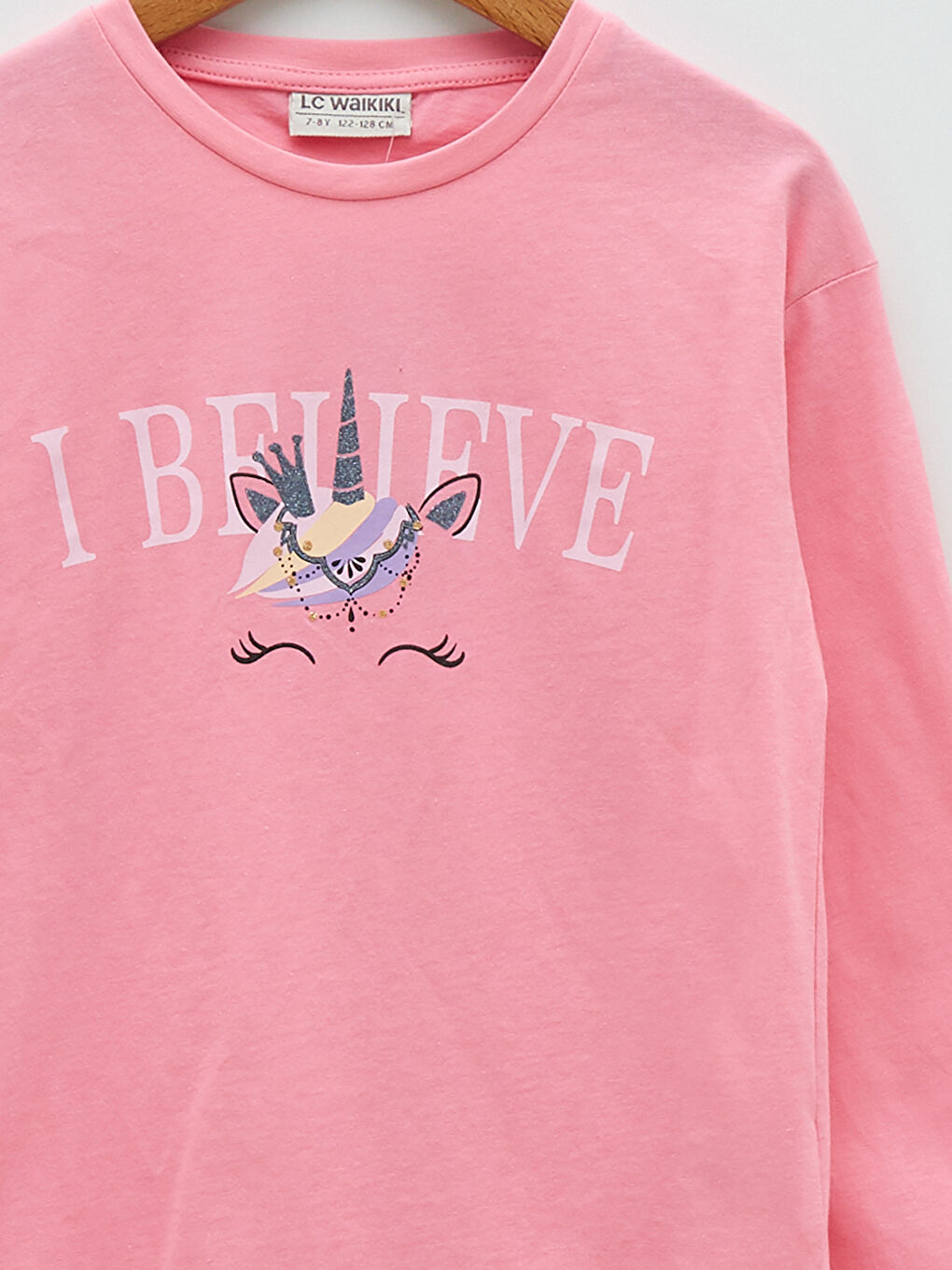 LCW Kids Crew Neck Printed Long Sleeve Cotton Girl T-shirt -S23413Z4-FNL