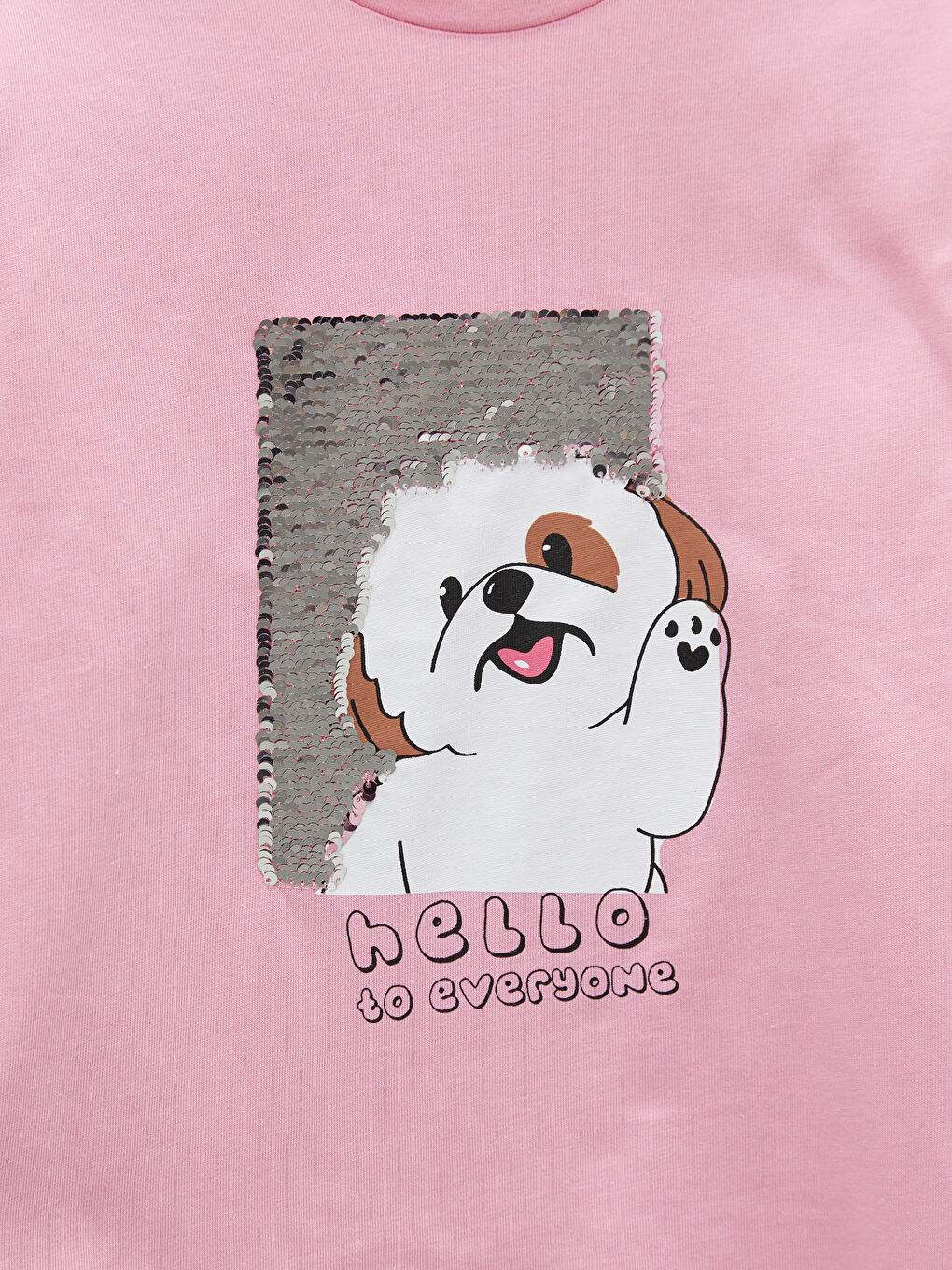 Crew Neck Printed Double Sided Sequined Long Sleeve Girls T-Shirt-4