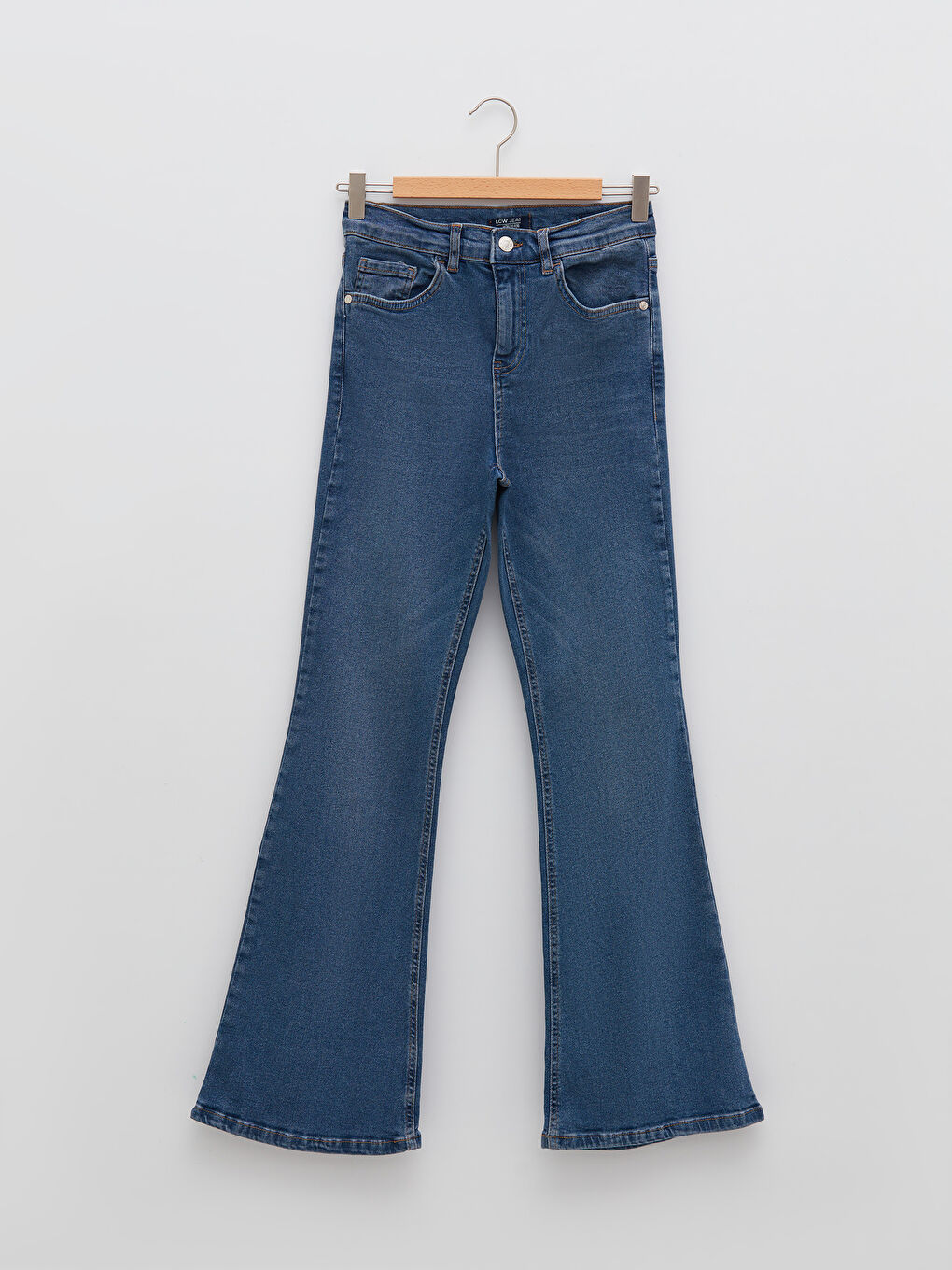 İndigo Yüksek Bel Mars Flare Kadın Jean Pantolon-6