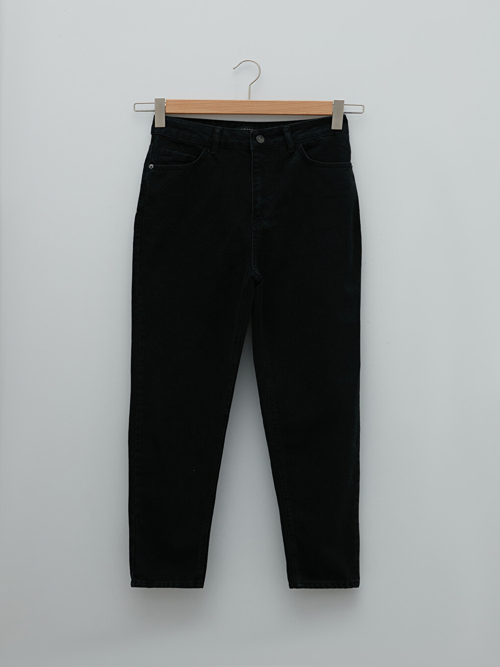 Siyah Yüksel Bel Mom Fit Cep Detaylı Kadın Rodeo Jean Pantolon-5