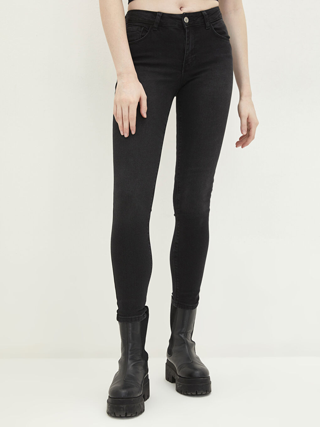 Normal Waist Mercury Skinny Fit Women's Rodeo Jean Trousers with Pocket Detail-2