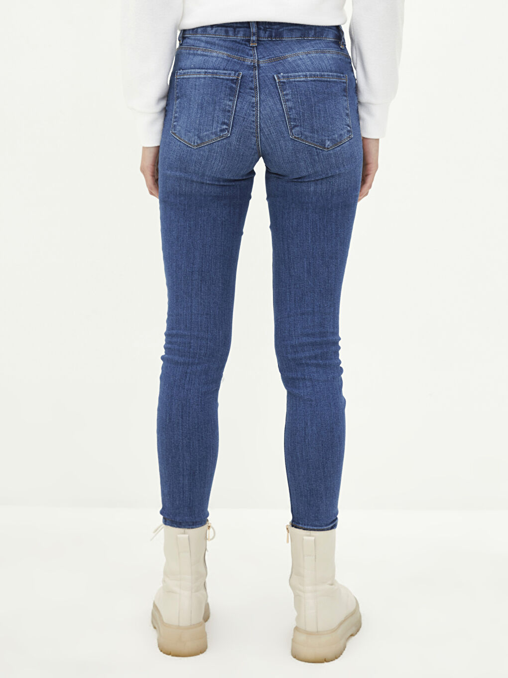 Blugi Rodeo Pentru Femei Croi Skinny Mercur cu Talie Normală și Detalii de Buzunar-4