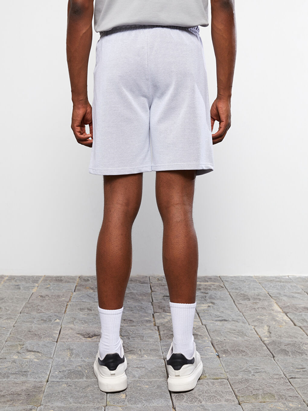 Gri Standart Kalıp Pike Erkek Şort-4