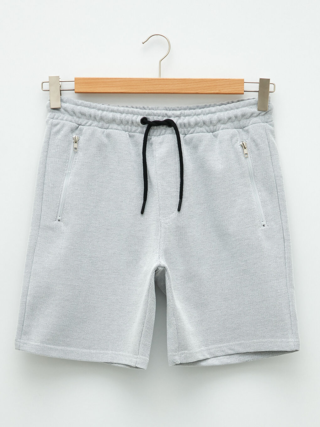 Gri Standart Kalıp Pike Erkek Şort-5