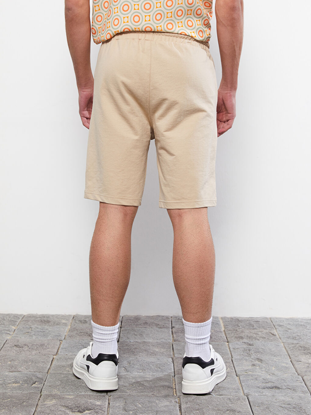Bej Standart Kalıp Örme Erkek Şort-4