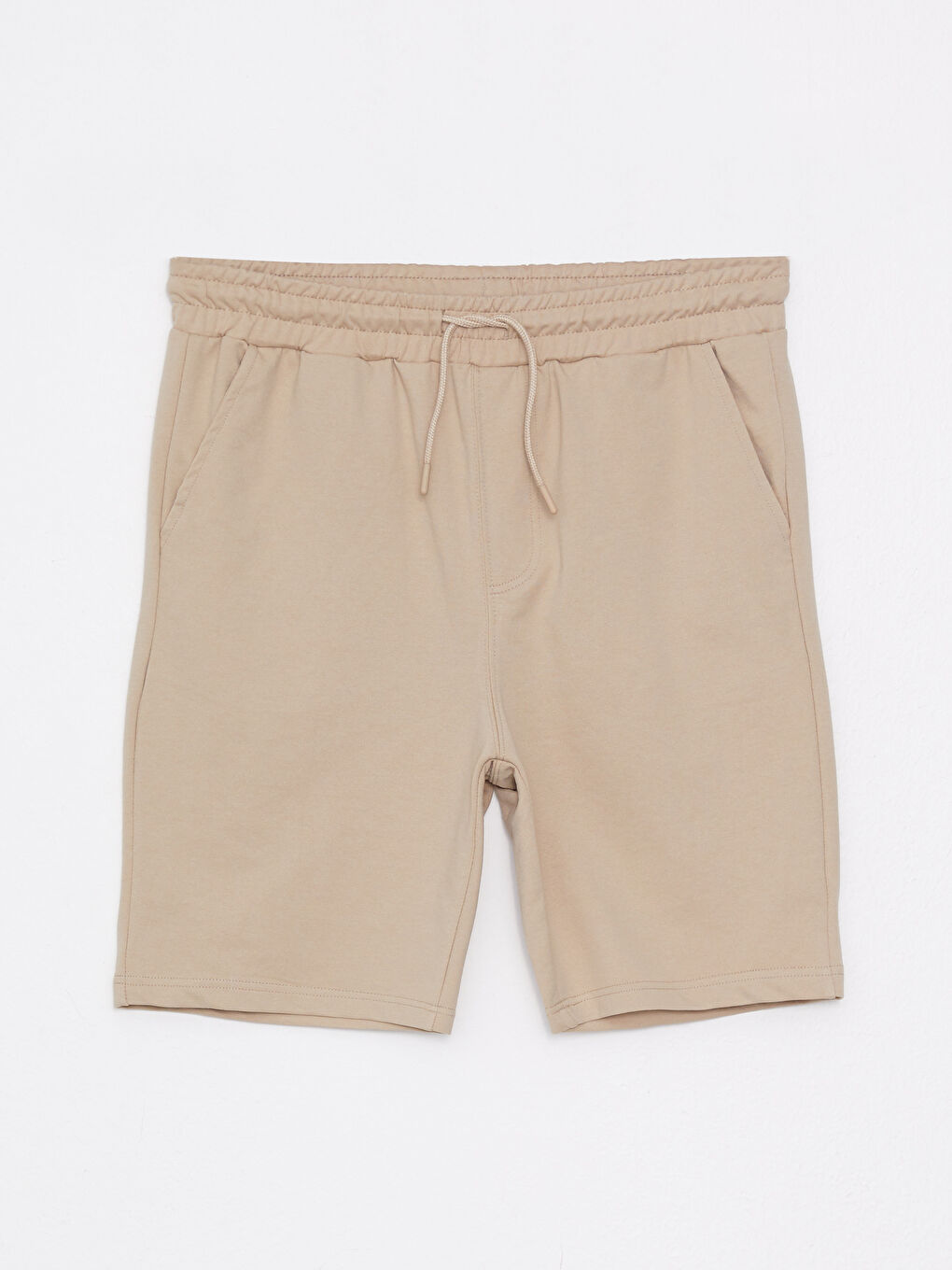 Bej Standart Kalıp Örme Erkek Şort-5