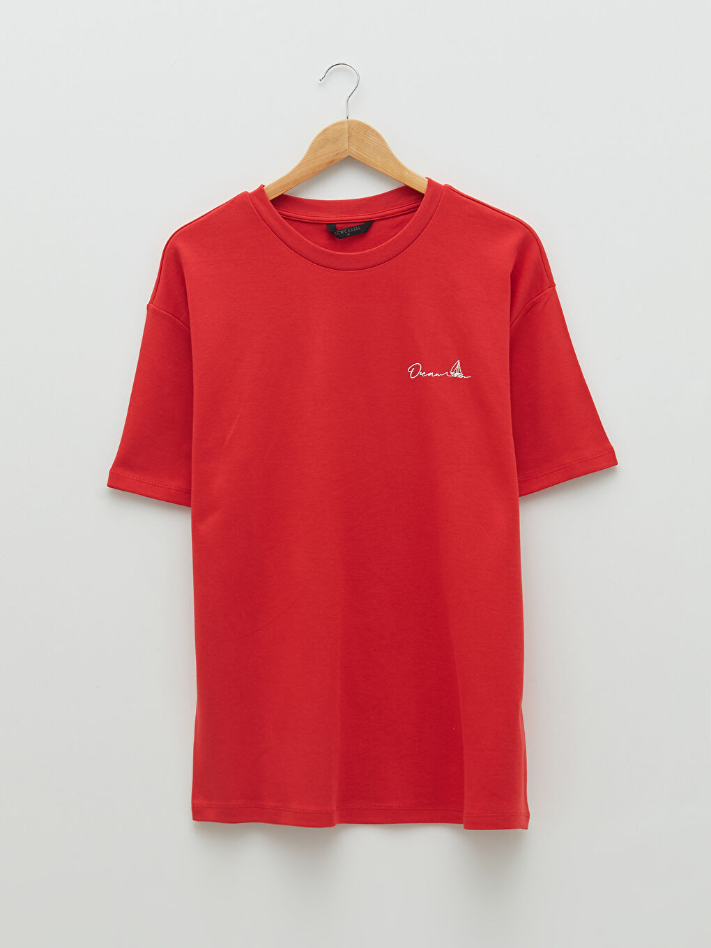 Kırmızı Bisiklet Yaka Penye Erkek Tişört-5