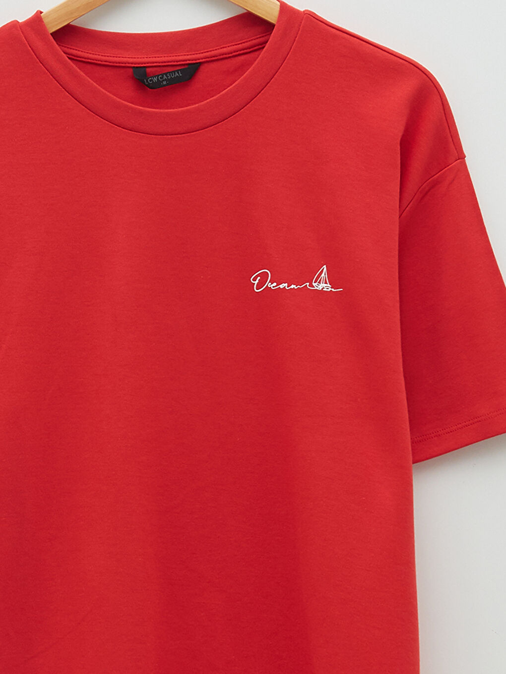 Kırmızı Bisiklet Yaka Penye Erkek Tişört-7