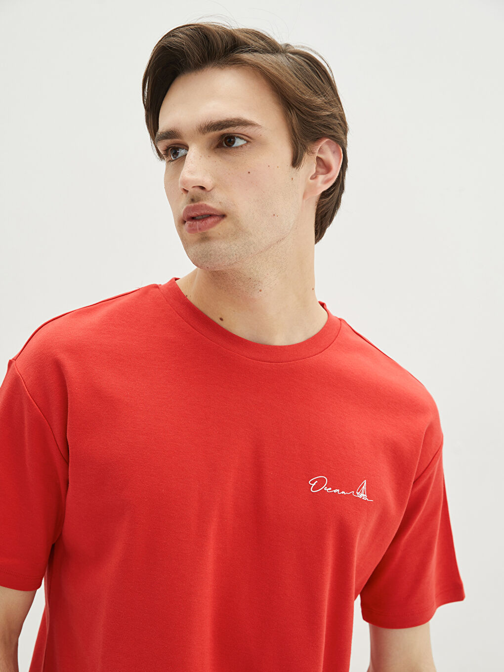 Kırmızı Bisiklet Yaka Penye Erkek Tişört