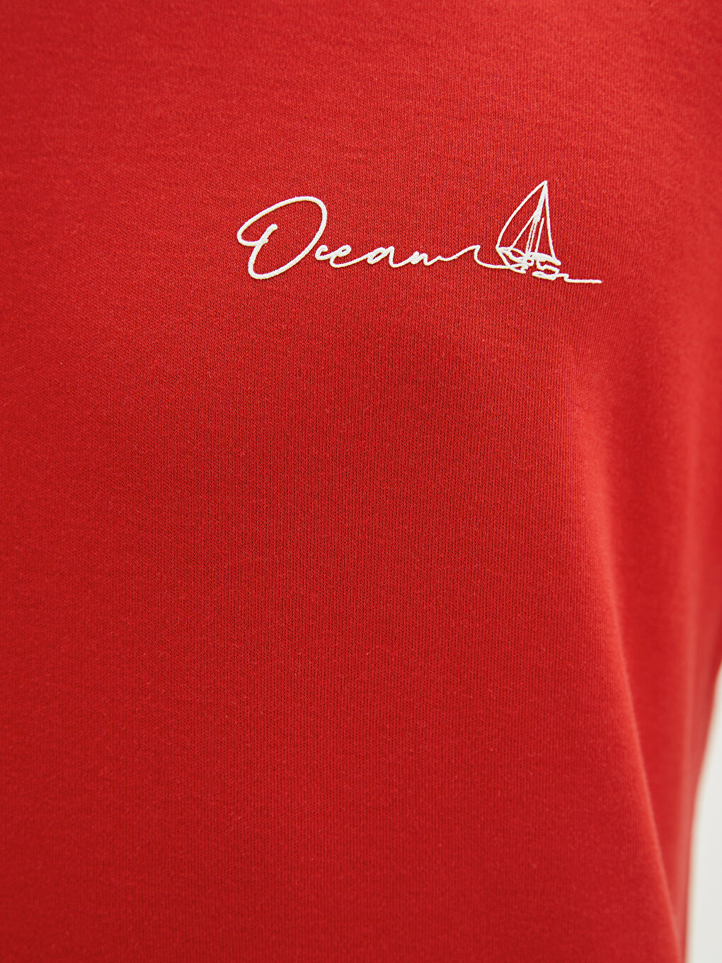 Kırmızı Bisiklet Yaka Penye Erkek Tişört-3