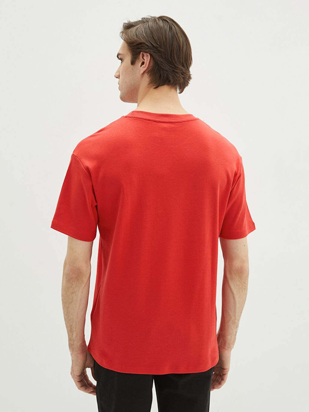 Kırmızı Bisiklet Yaka Penye Erkek Tişört-4