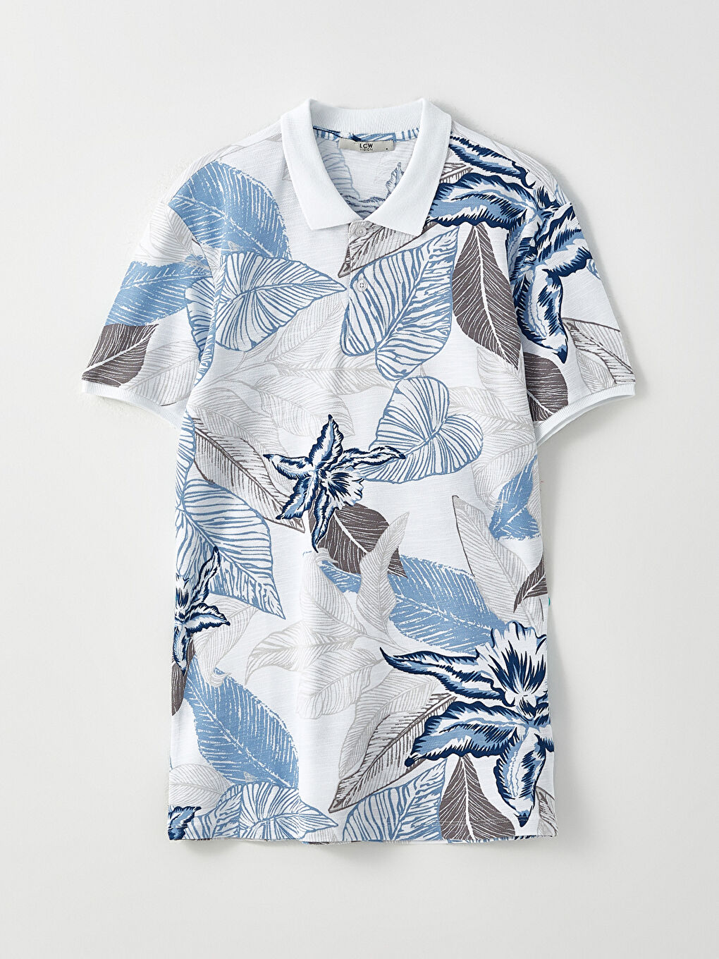 Polo Neck Short Sleeve Patterned Pique Men's T-Shirt-5